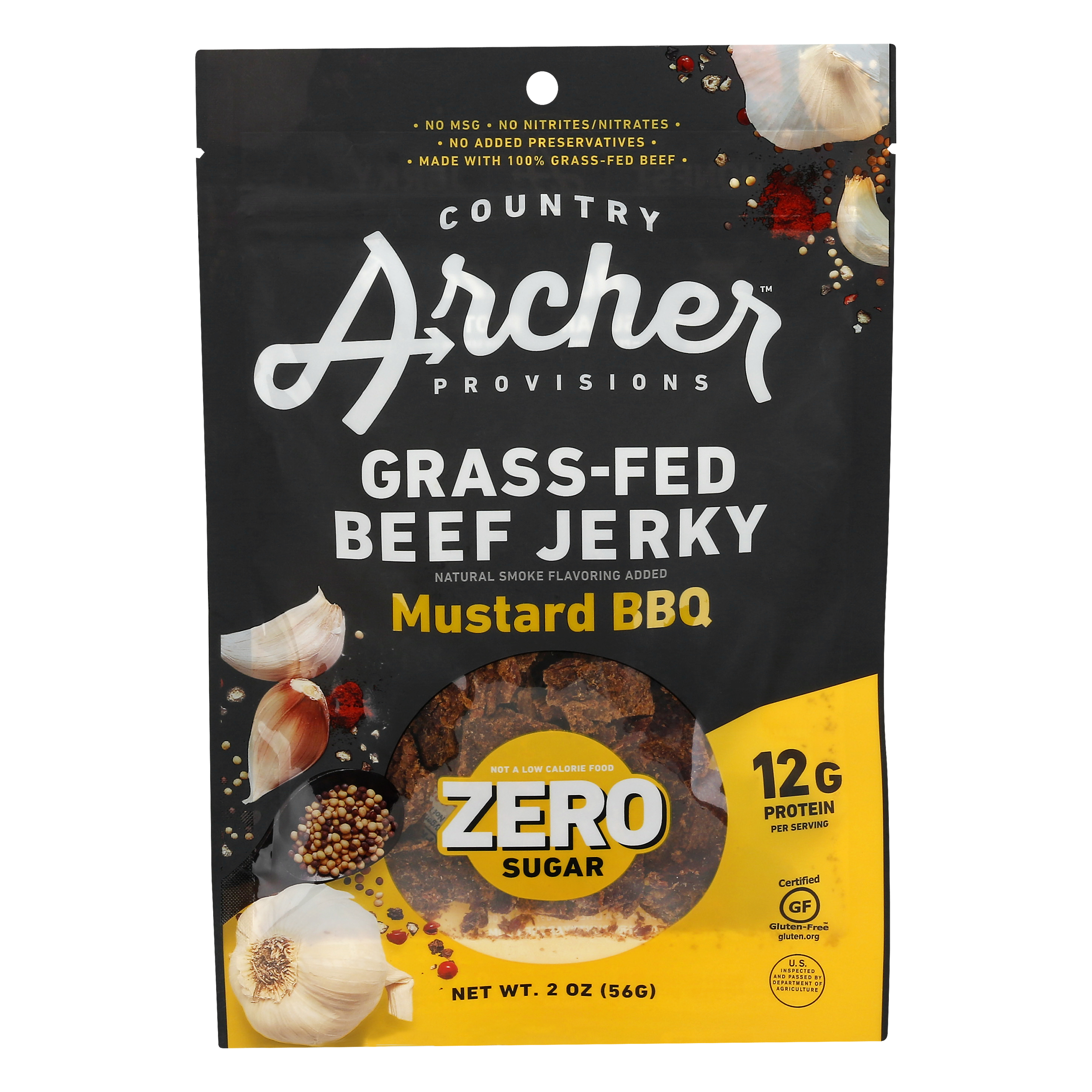 Country Archer Provisions Zero Sugar Grass-Fed Mustard BBQ Beef Jerky