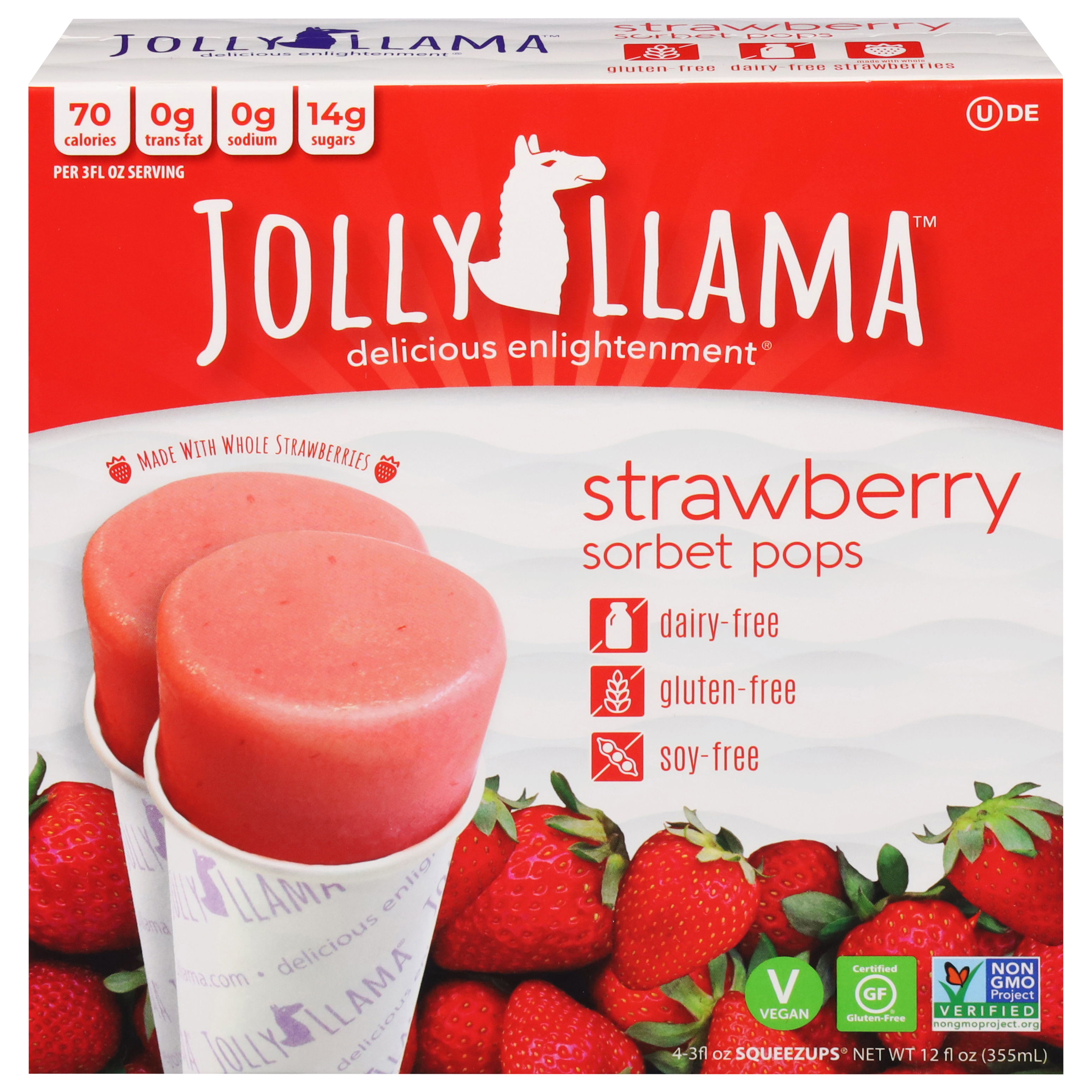 Jolly Llama Strawberry Sorbet Pops