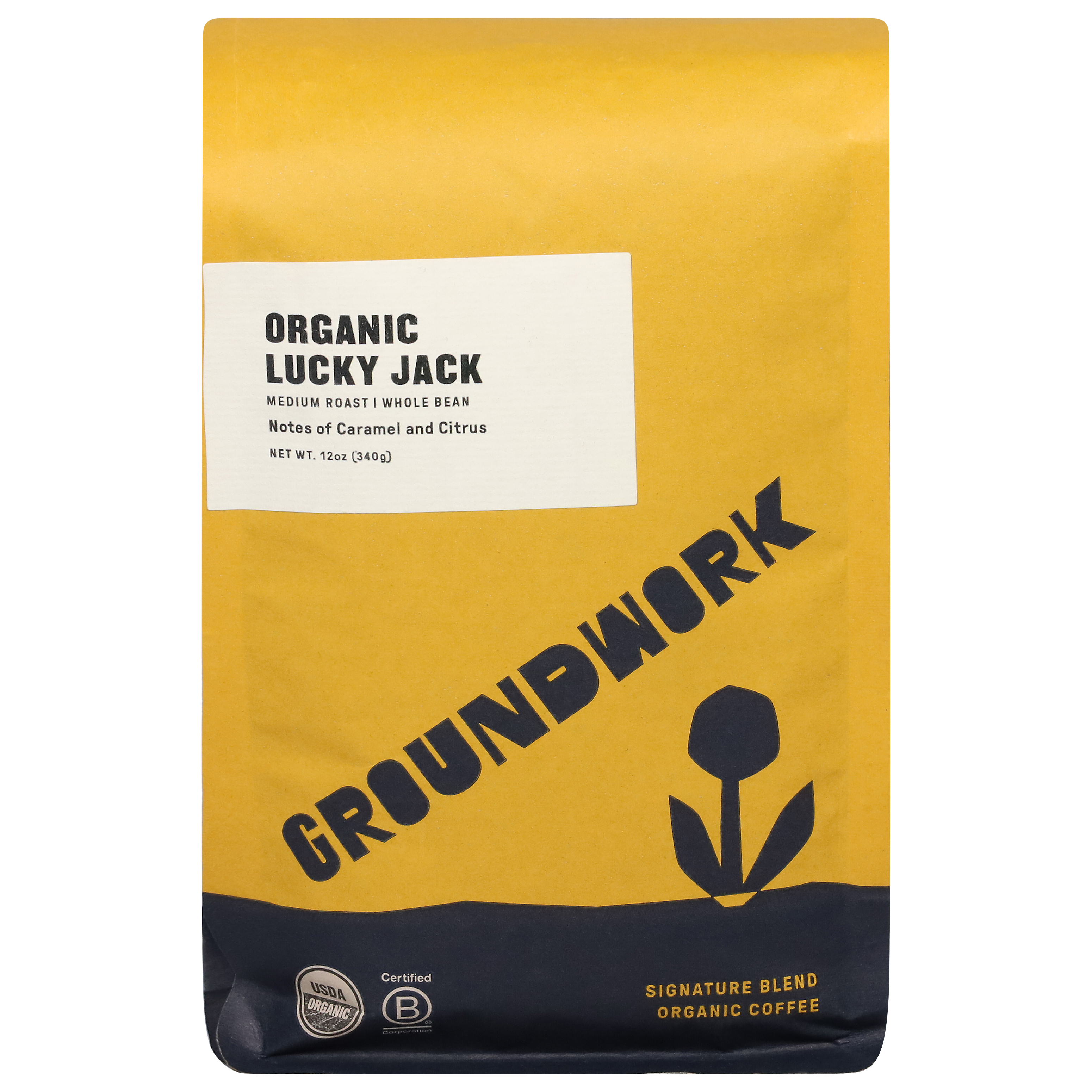 Groundwork Medium Roast Whole Bean Organic Lucky Jack Coffee