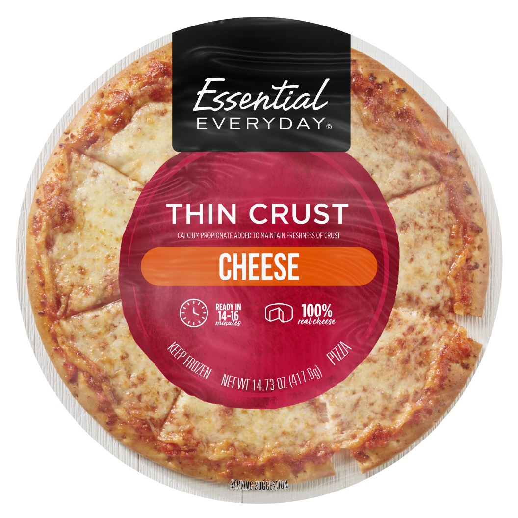 Essential Everyday Cheese Pizza, Thin Crust, 14.73 Ounce