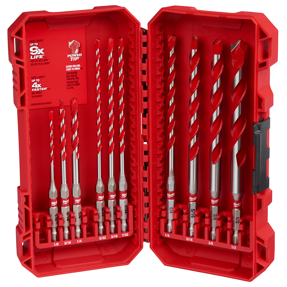 10PC. SHOCKWAVE Impact Duty Carbide Hammer Drill Bit Set