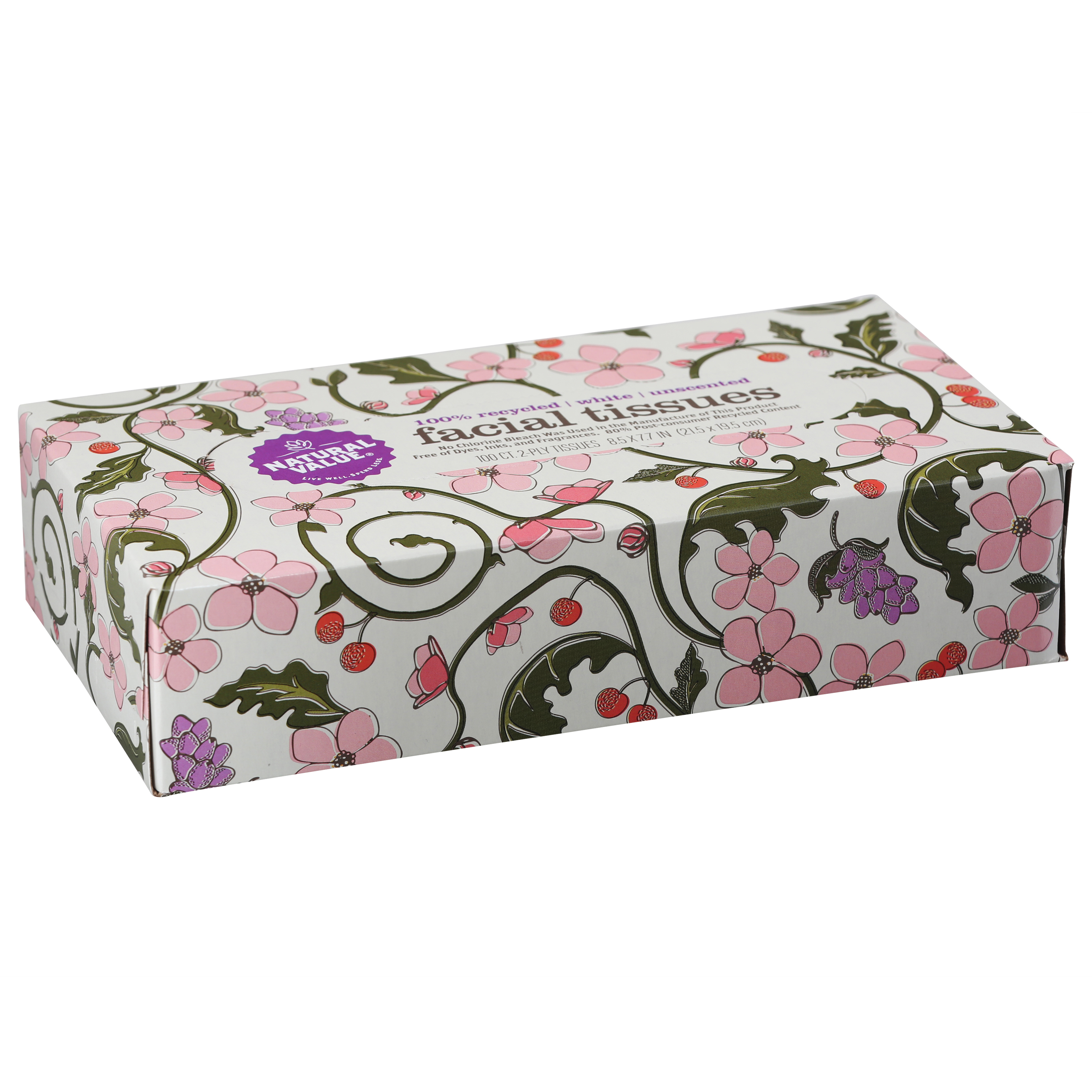 Natural Value 2-Ply White Unscented Facial Tissues