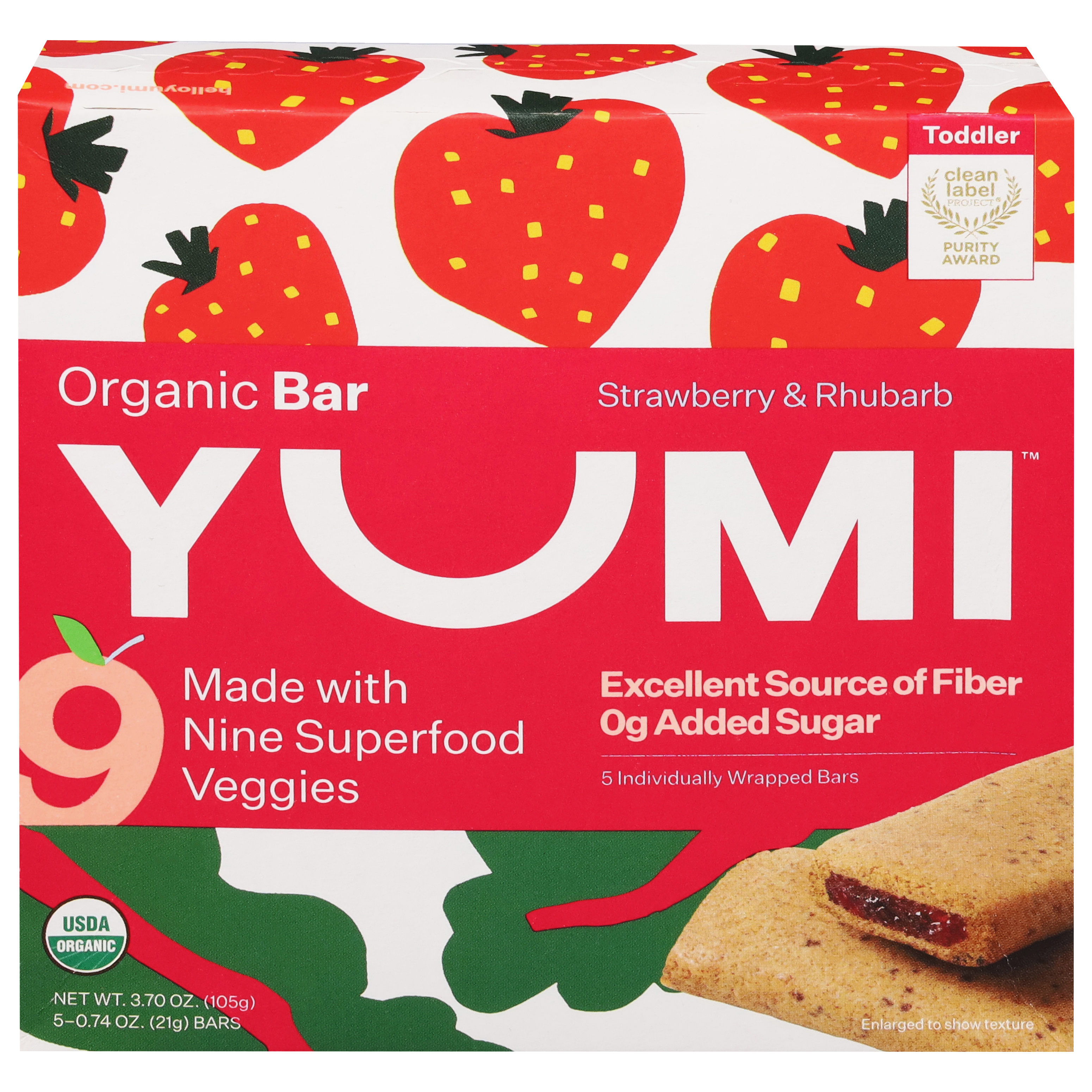 Yumi Organic Strawberry & Rhubarb Bar