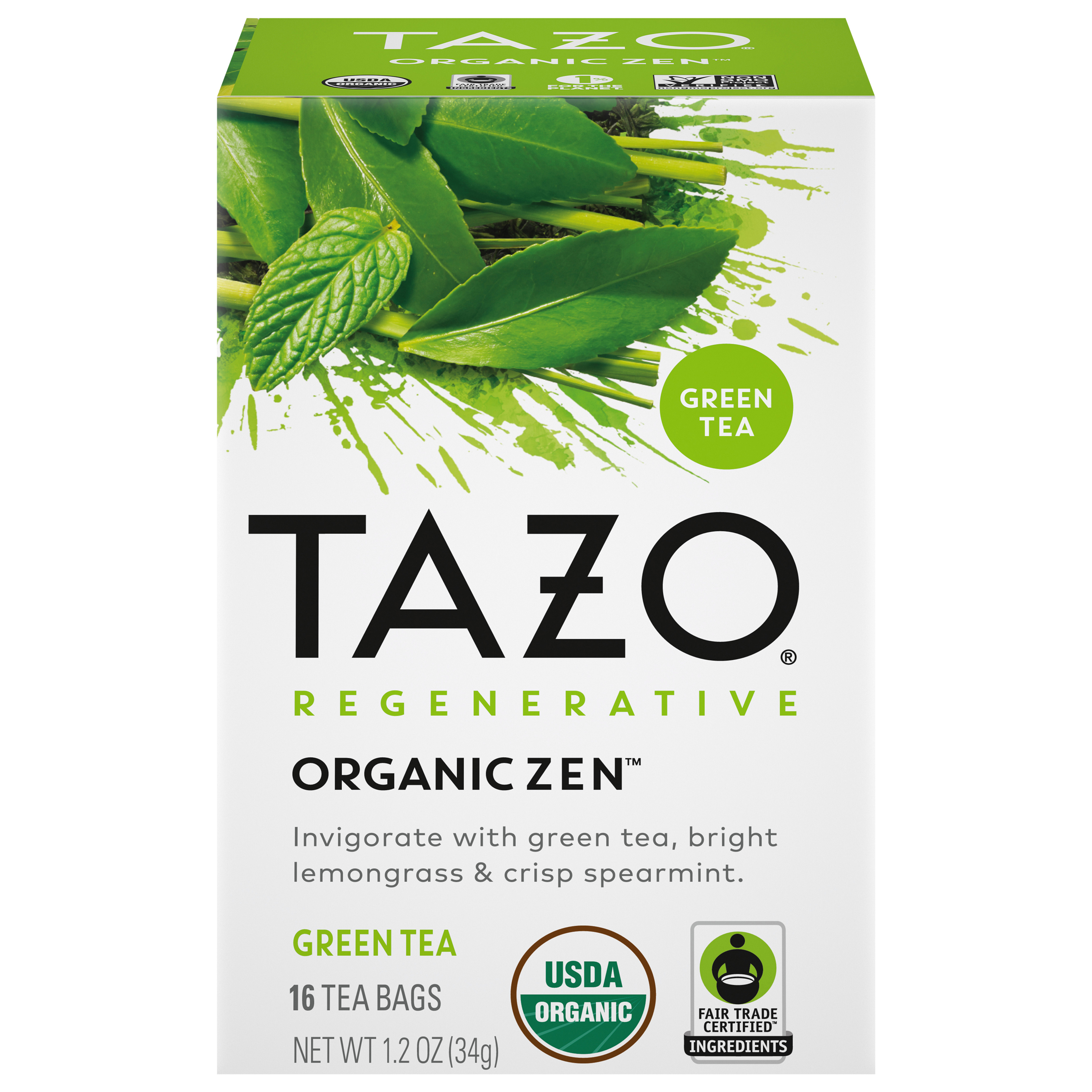 TAZO Zen, Regenerative Organic Green Tea, 16ct box