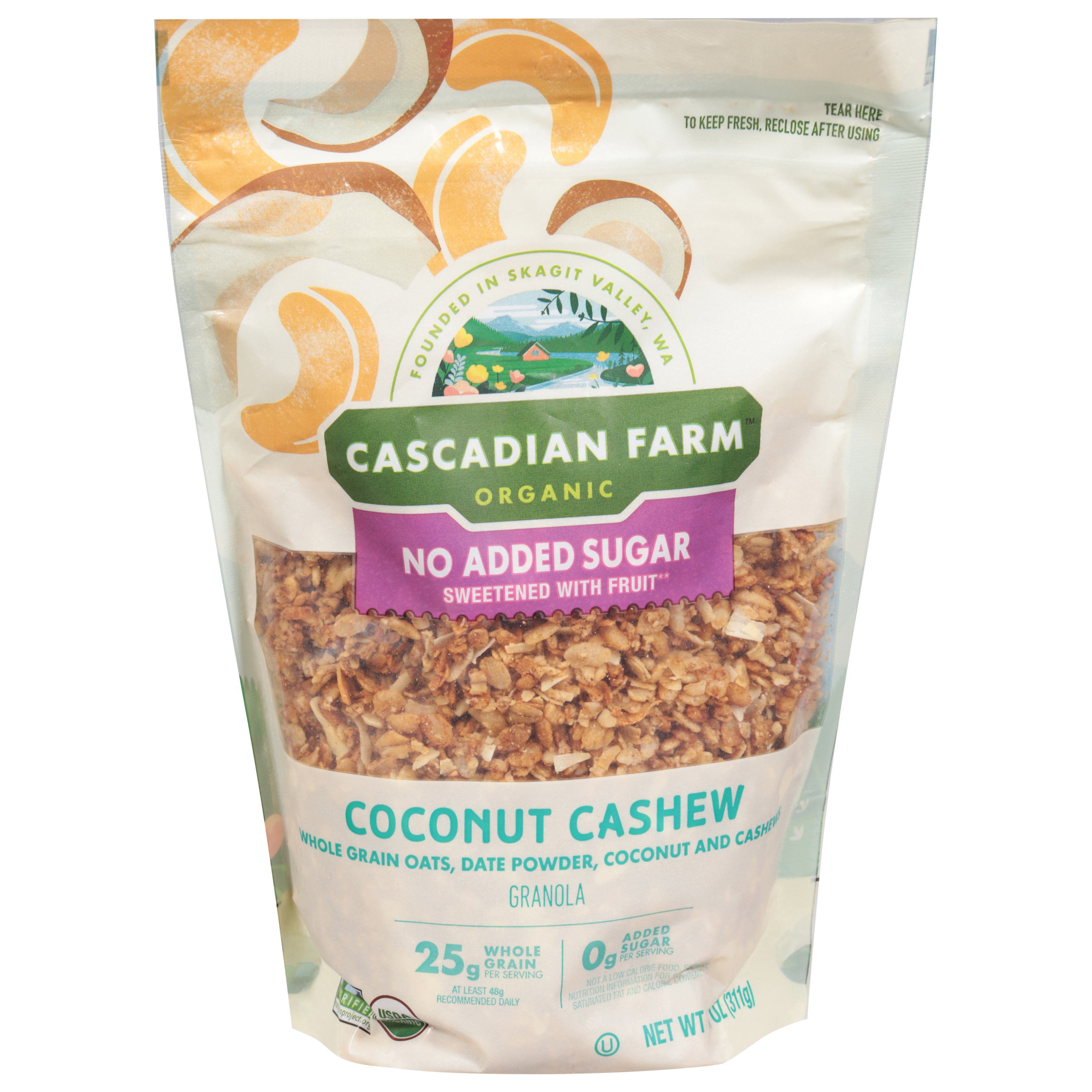 Cascadian Farm Organic No Added Sugar Coconut Cashew Granola