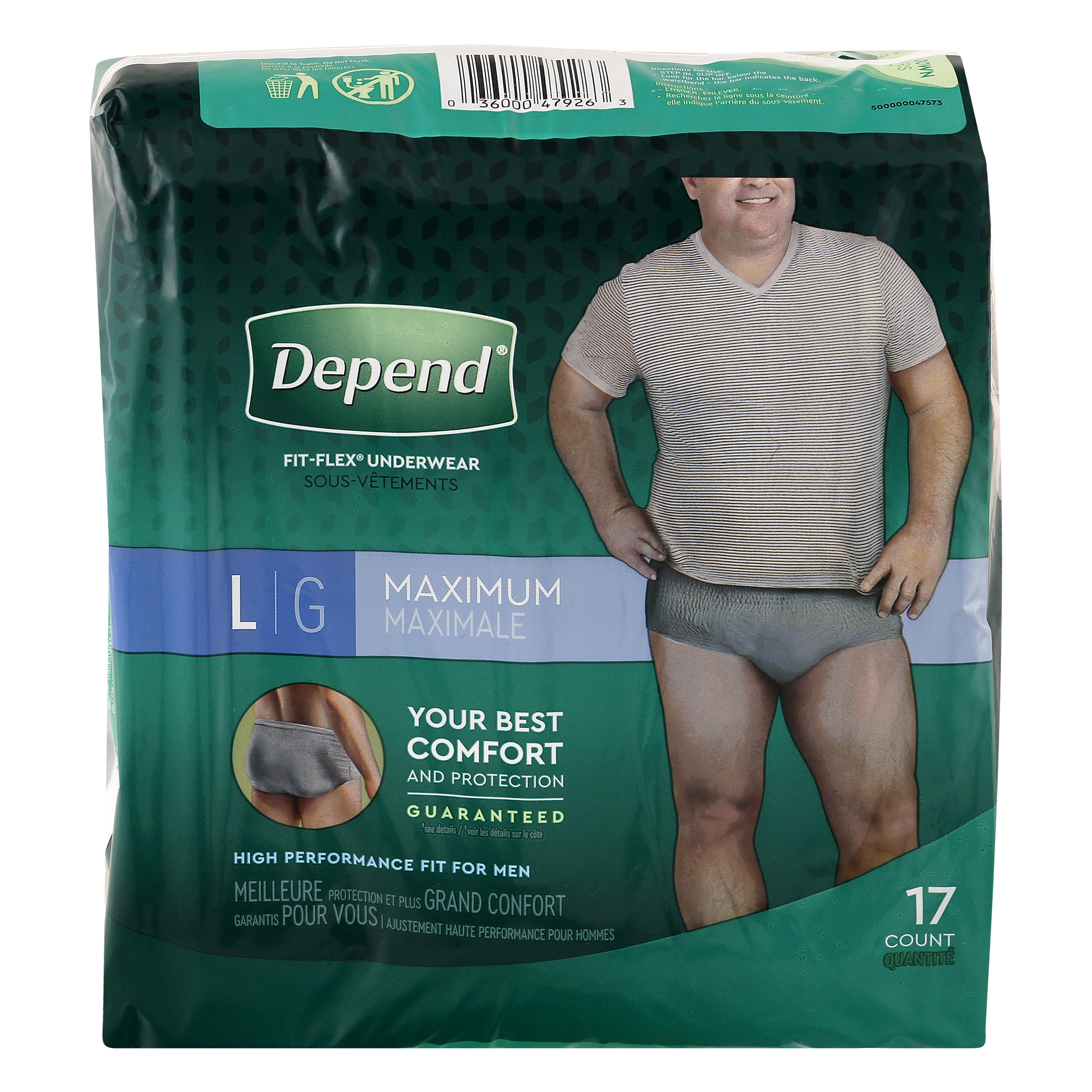Depend Fit-Flex For Men Large Maximum Underwear 17 ea