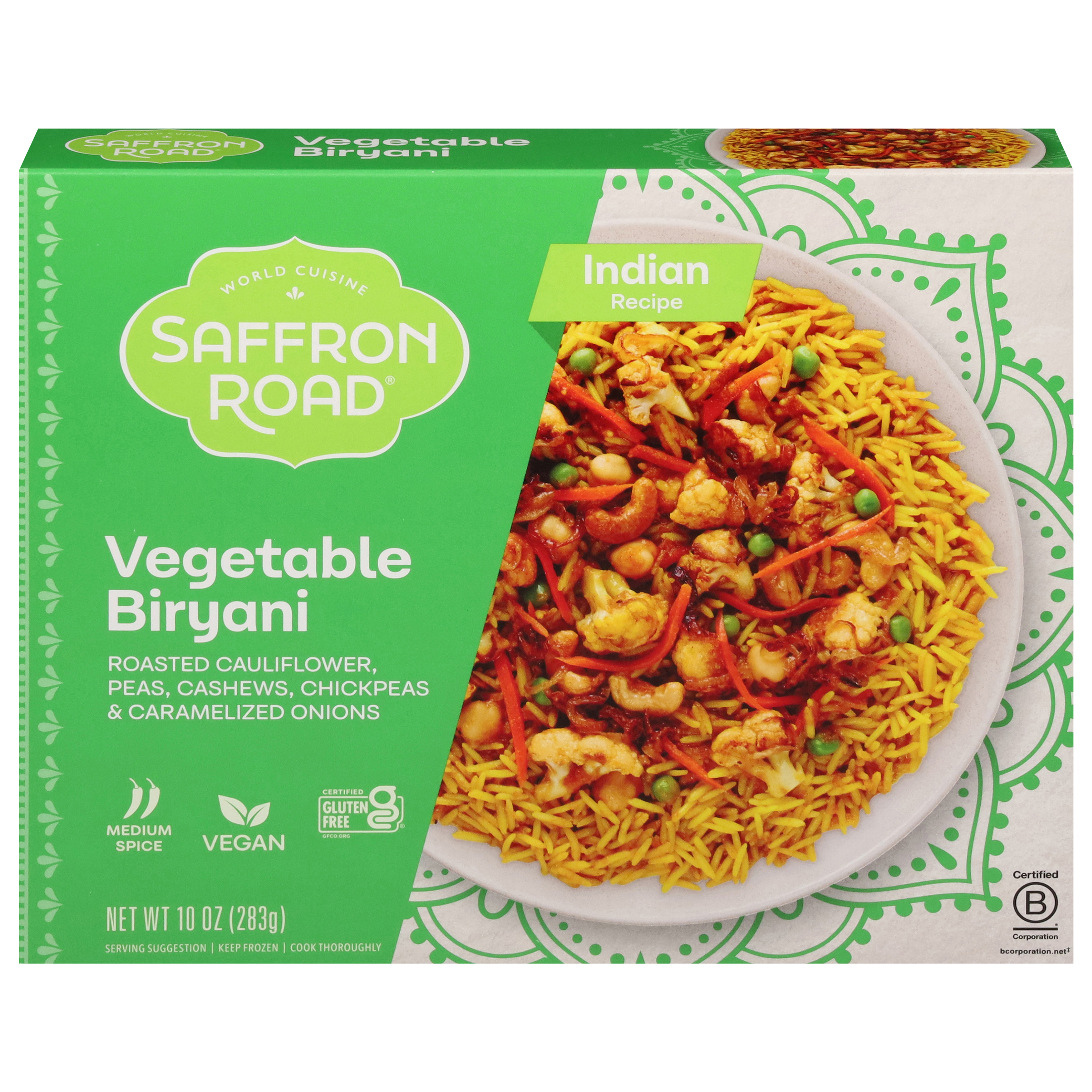 Saffron Road Vegetable Biryani, Gluten-Free, Indian Meal, Frozen Dinner