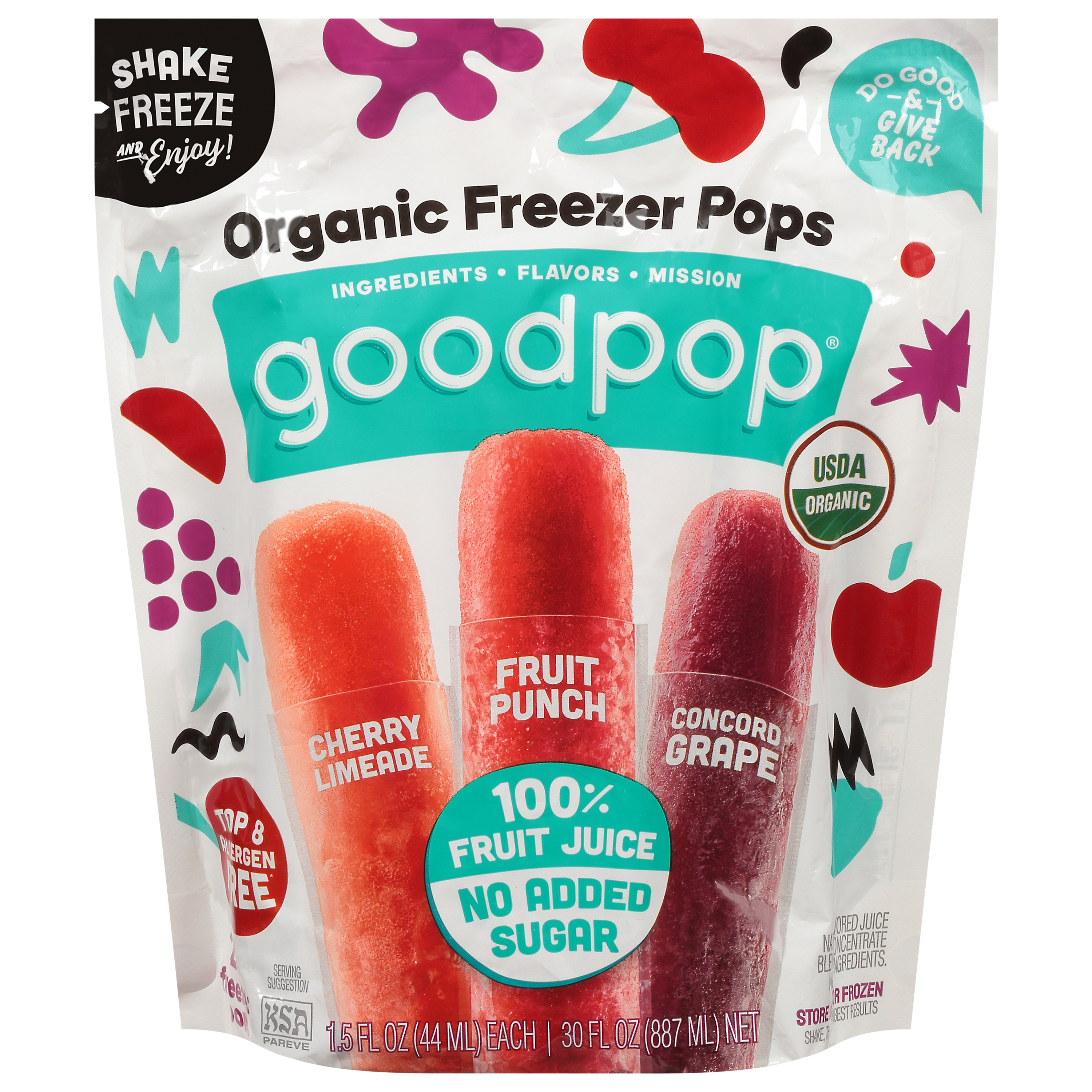 GoodPop Organic Assorted Freezer Pops 20 - 1.5 fl oz Packs