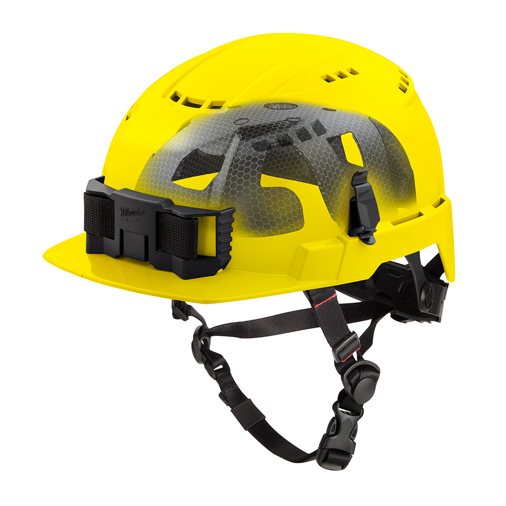 BOLT Yellow Front Brim Vented Safety Helmet with IMPACT ARMOR Liner (USA) - Type 2, Class C