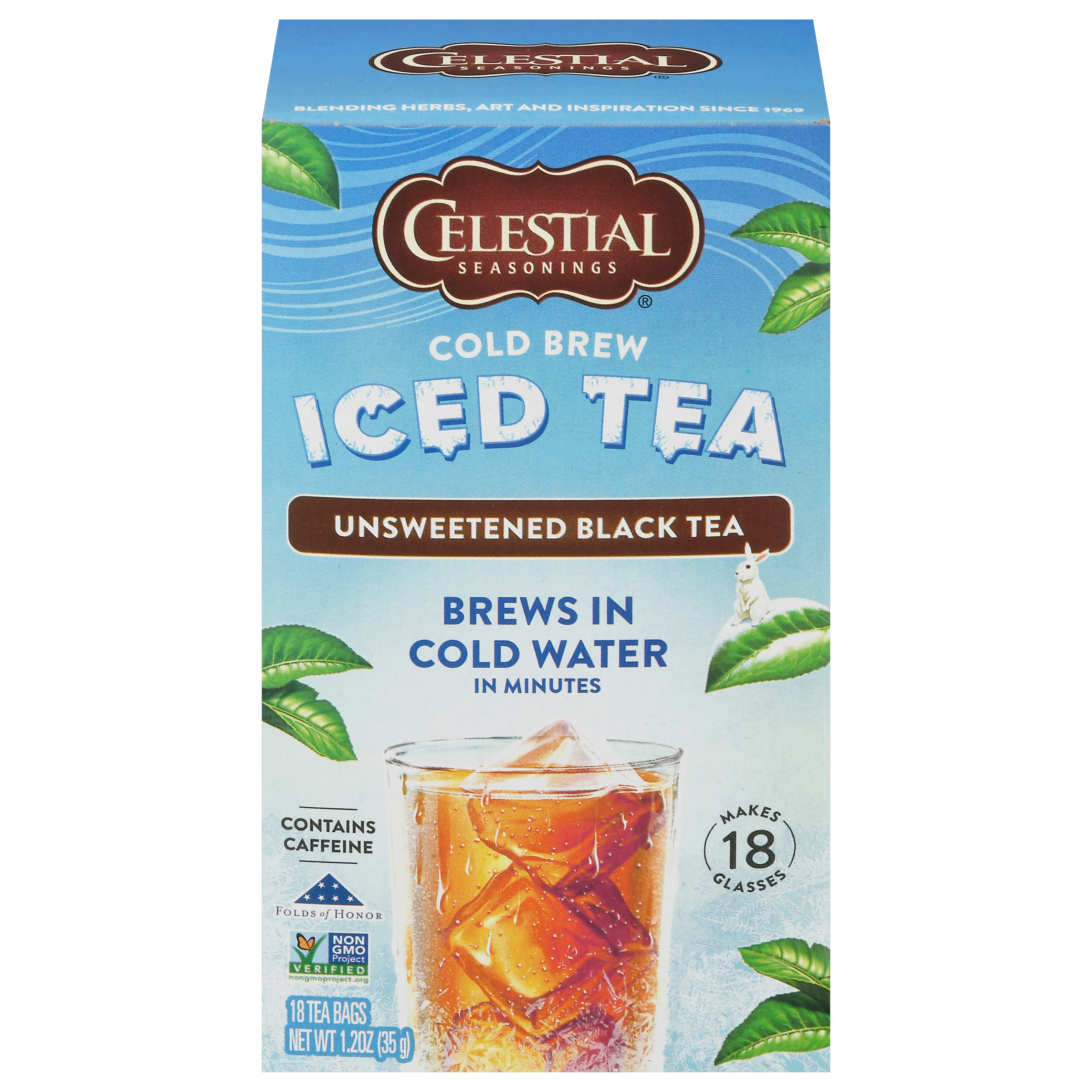 Celestial Seasonings Cold Brew Unsweetened Black Iced Tea 18 Tea Bags