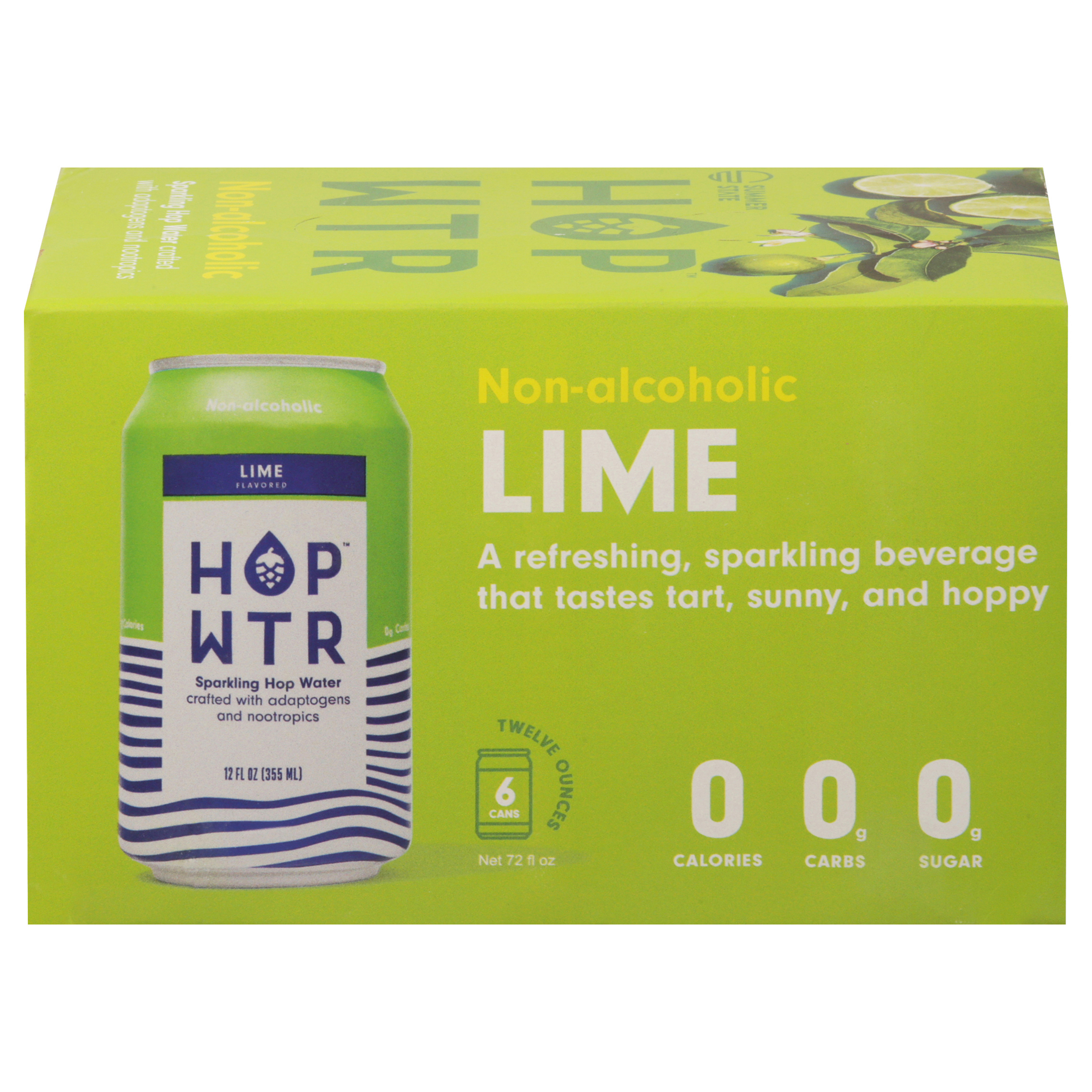 Hop Wtr Non-Alcoholic Lime Sparkling Hop Water Can