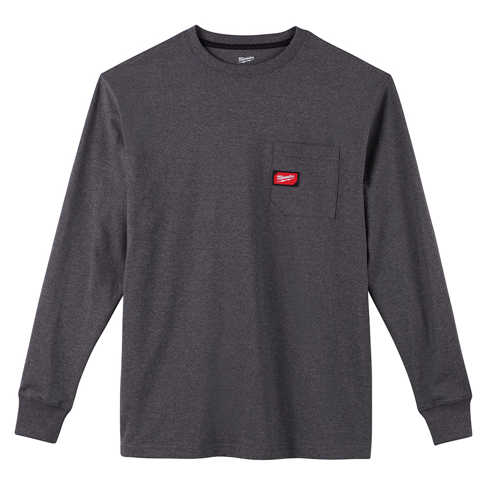 Heavy Duty Pocket T-Shirt - Long Sleeve - Gray L Image