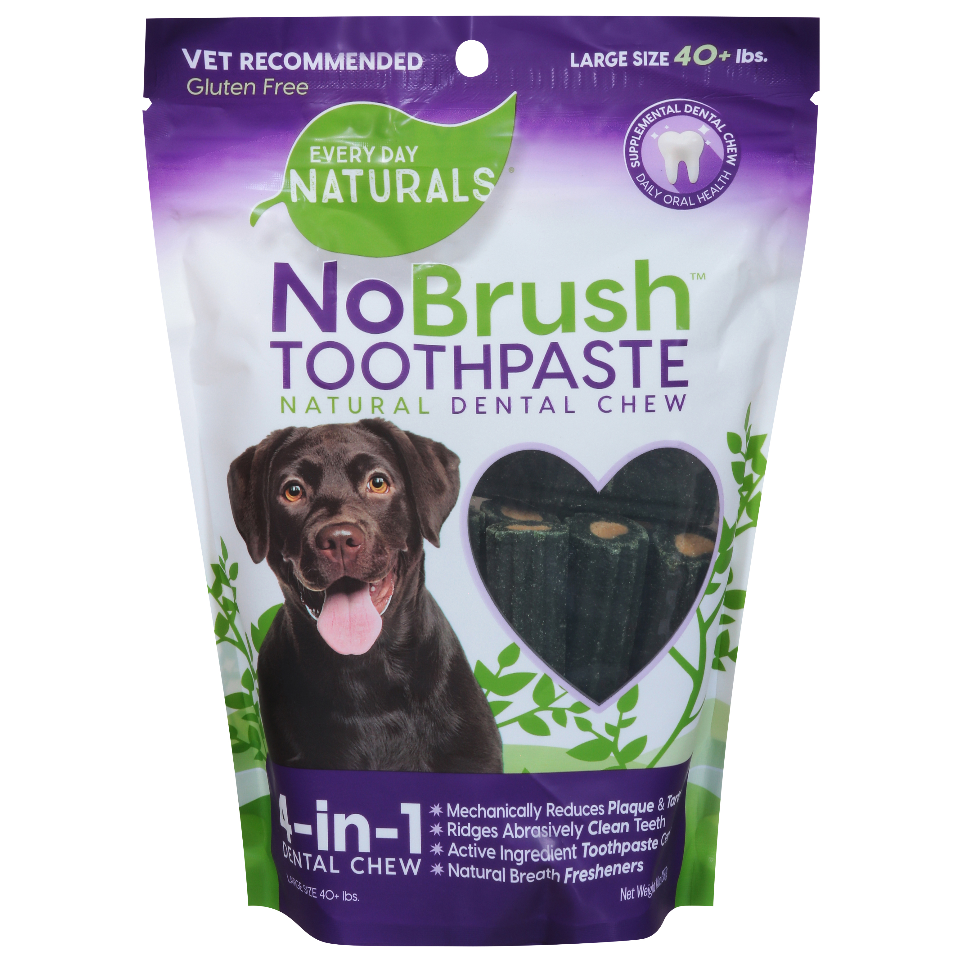 Every Day Naturals No Brush Large Size (40+ lbs) Toothpaste Natural Dental Chew