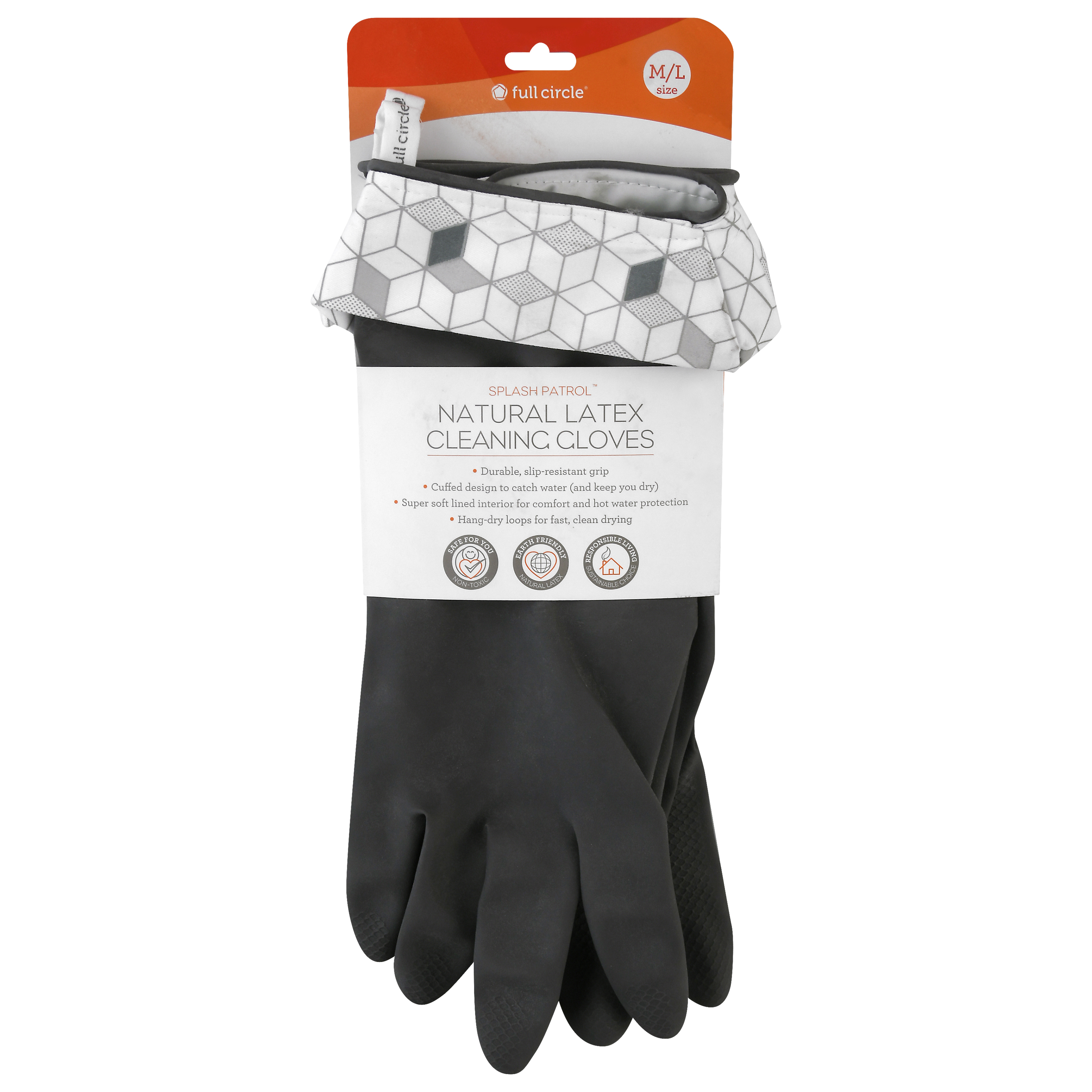 Full Circle Splash Patrol Size M/L Natural Latex Cleaning Gloves