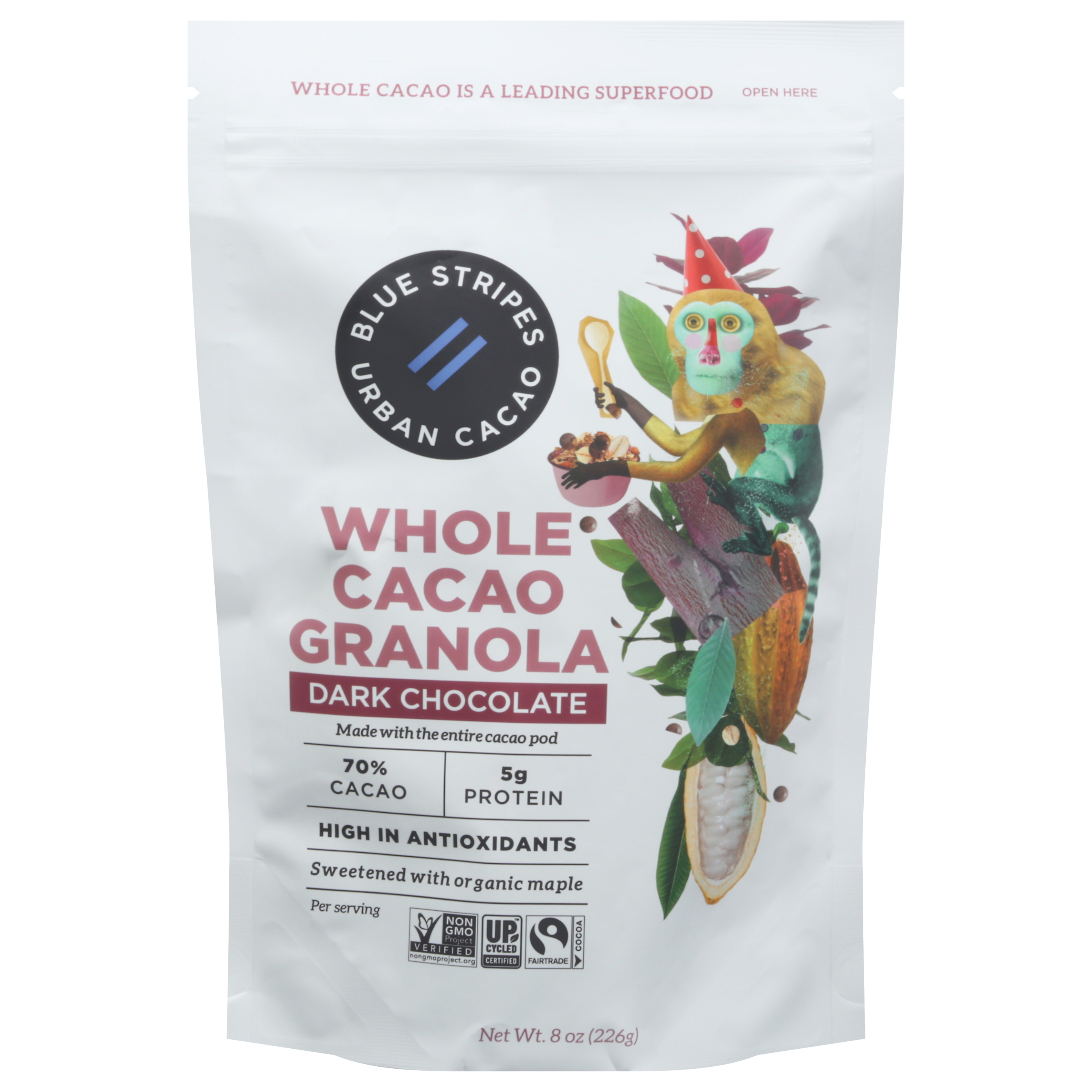 Blue Stripes 70% Cacao Whole Cacao Dark Chocolate Granola