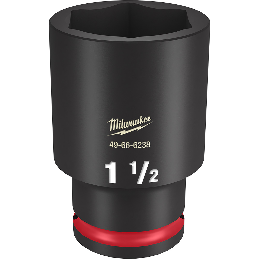 Product image for Milwaukee 49-66-6238 SHOCKWAVE™ Impact Duty™ 1-1/2" Deep 6-Point Socket, 1/2" Drive