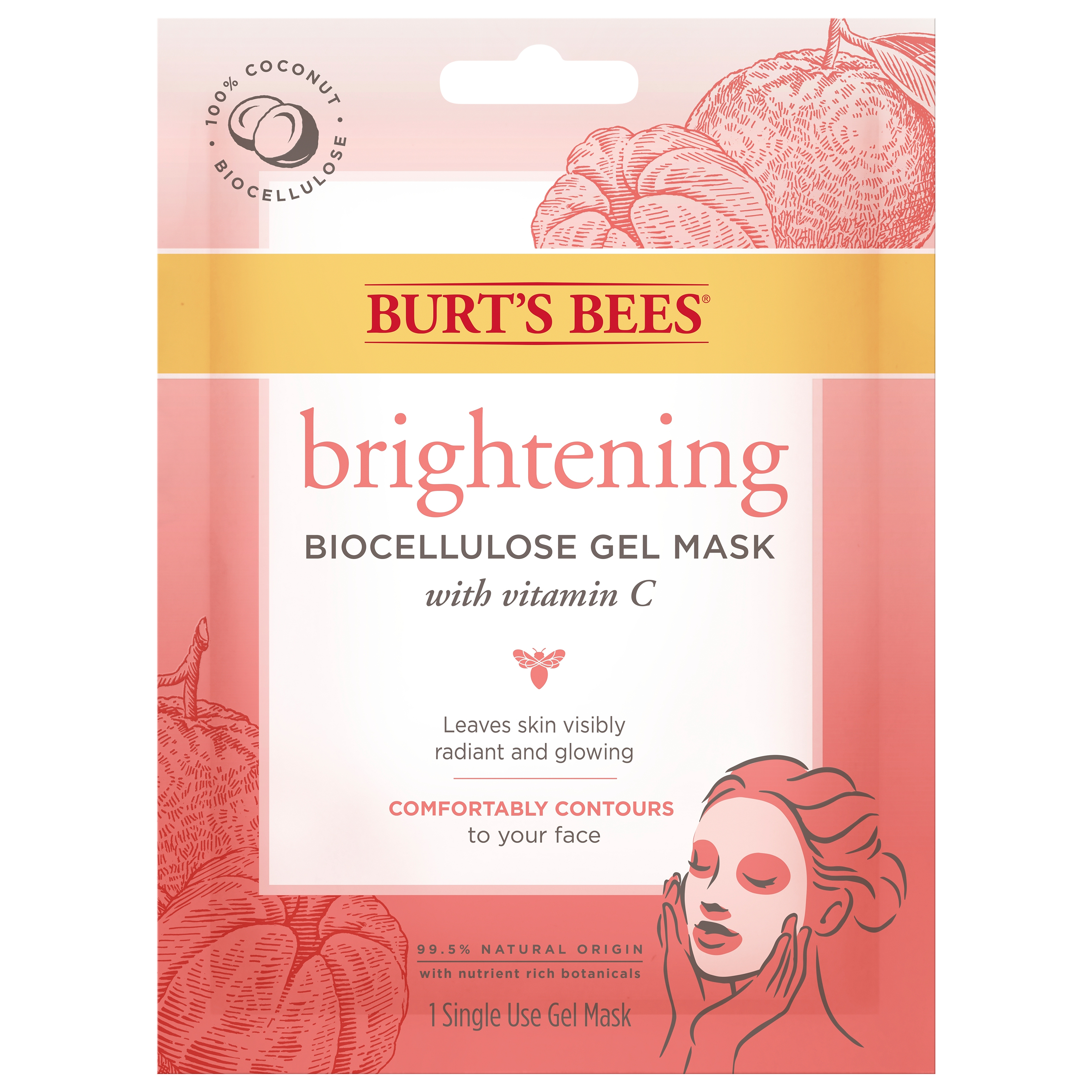 Burt's Bees Brightening Biocellulose Gel Mask with Vitamin C