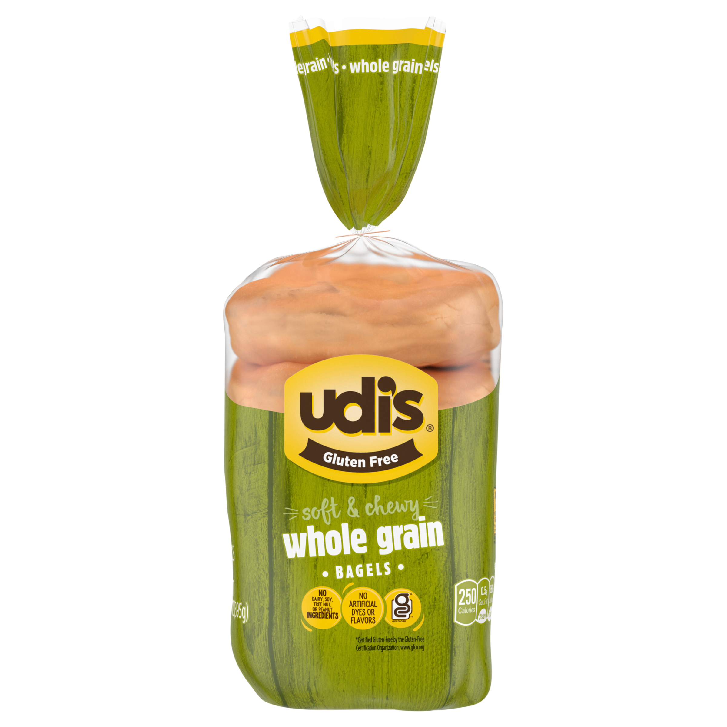 Udi's Gluten Free Whole Grain Bagels, Frozen, 13.9 oz.