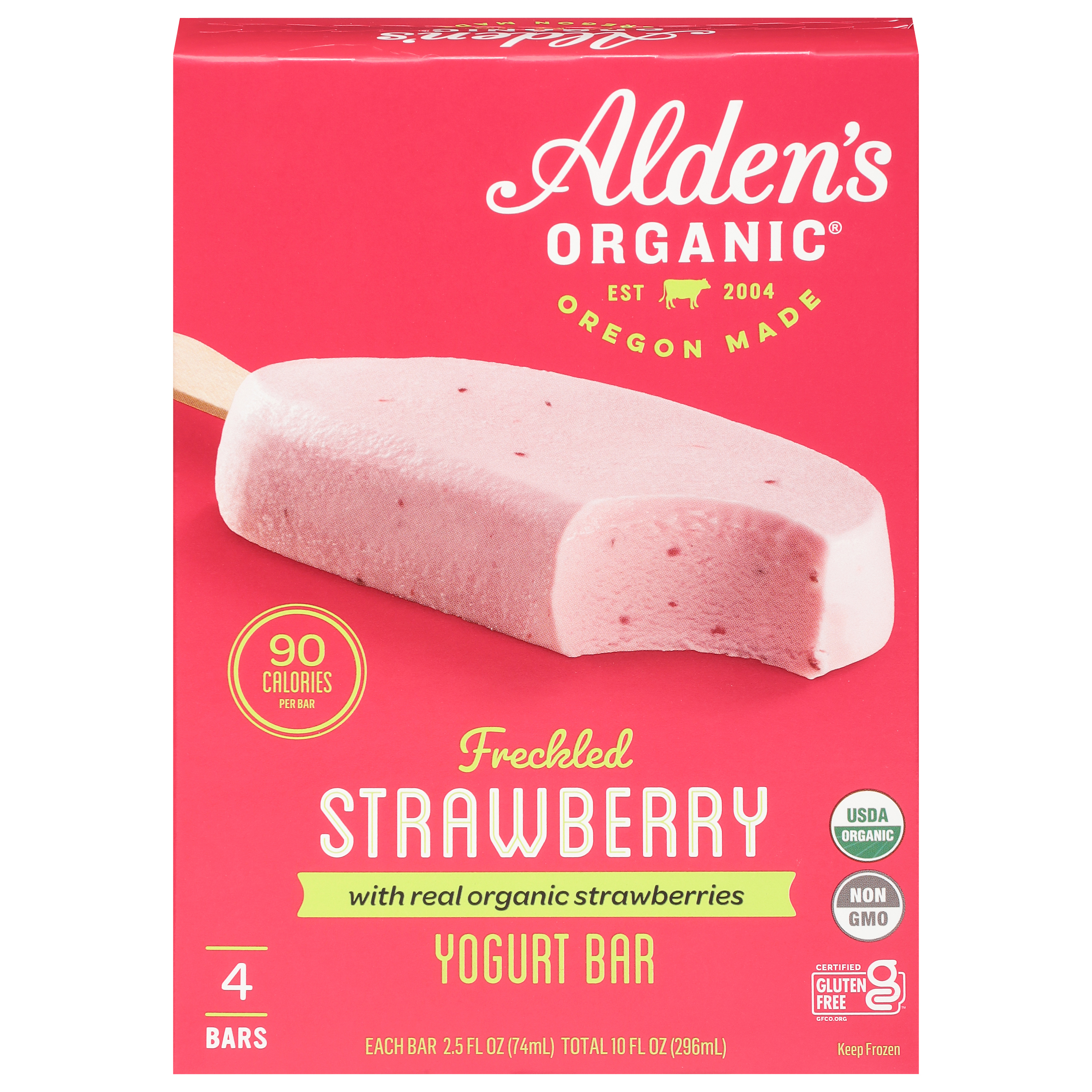 Alden's Organic Freckled Strawberry Yogurt Bar with Real Organic Strawberries