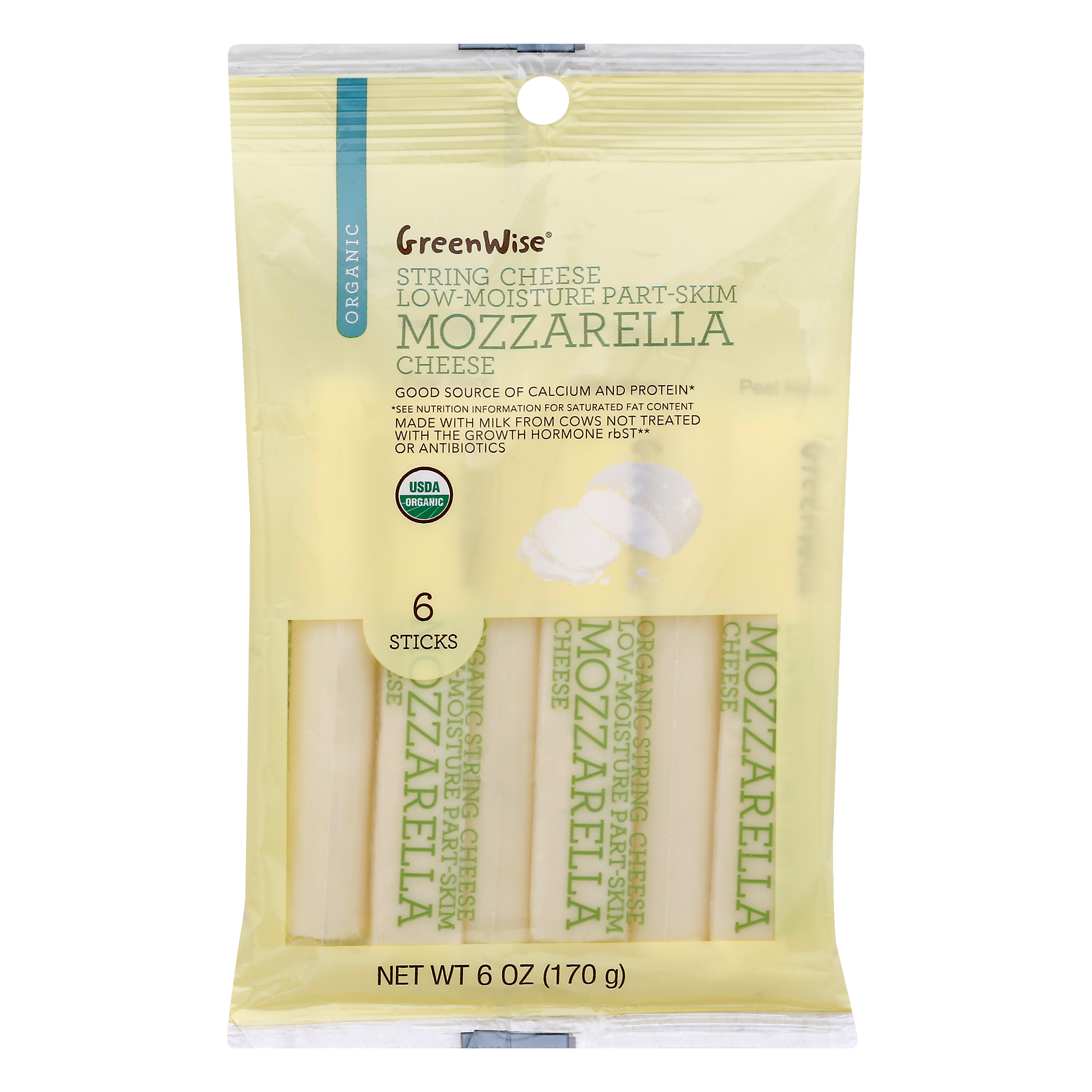 GreenWise LowMoisture PartSkim Organic Mozzarella String Cheese 6.0