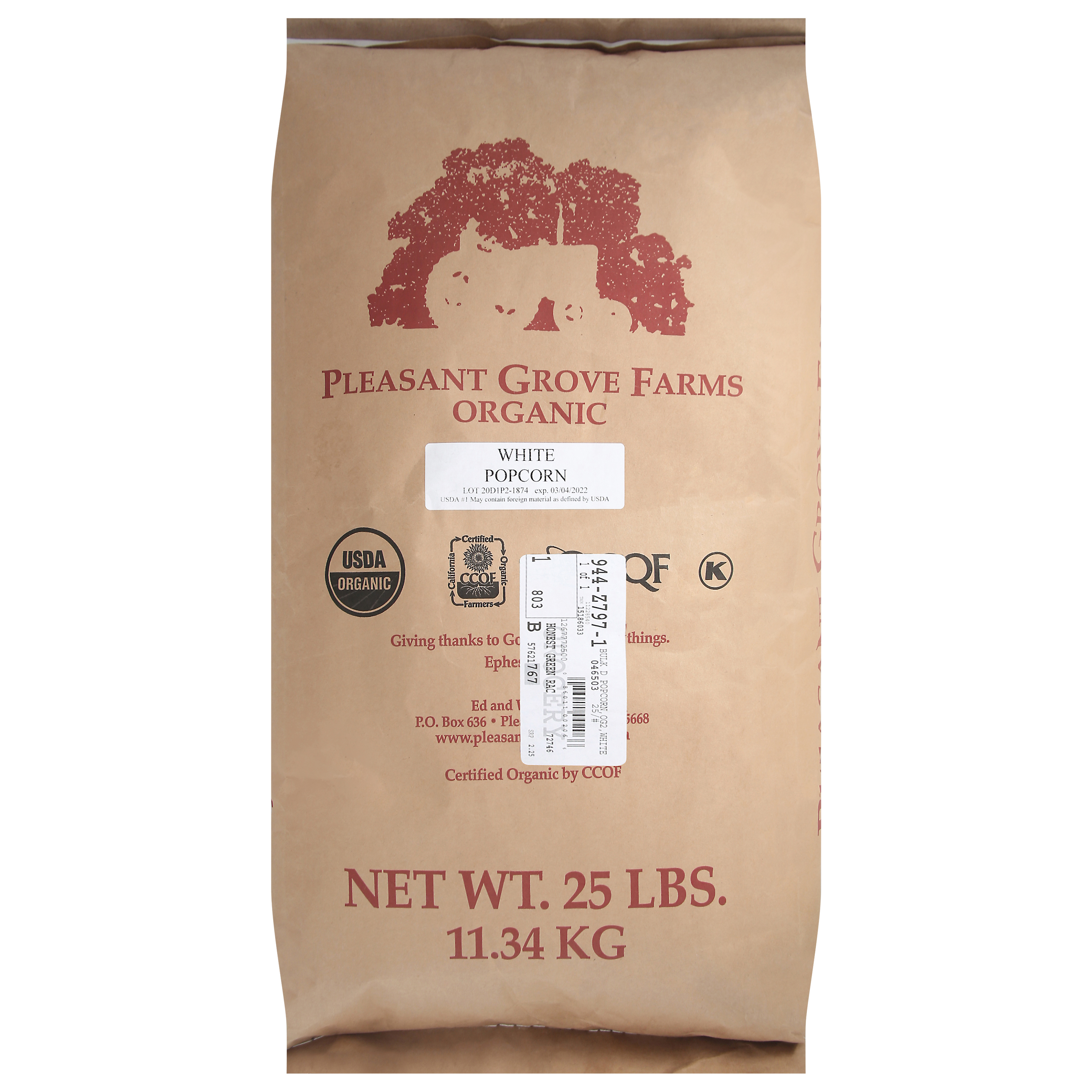 Pleasant Grove Farms Organic White Popcorn