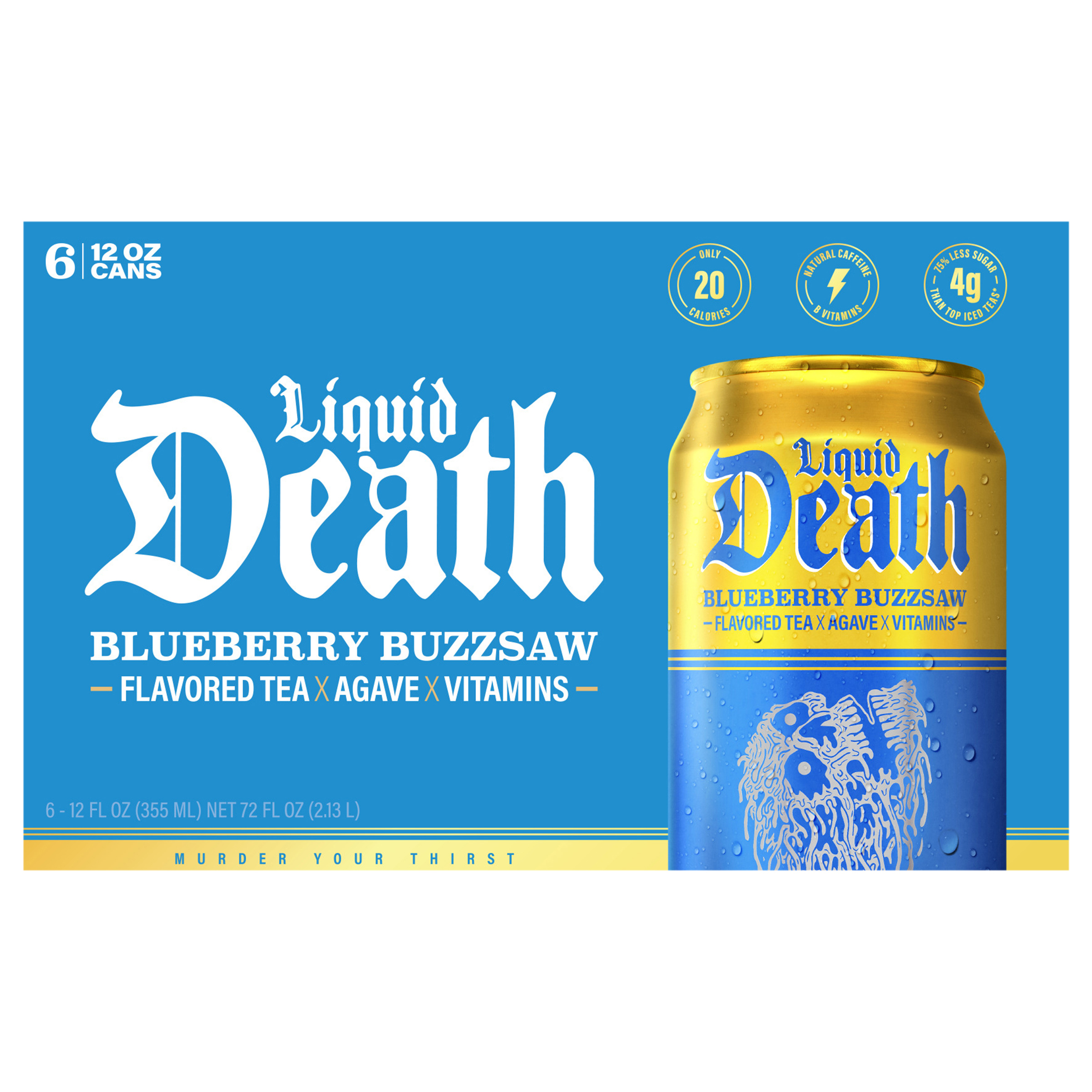 Liquid Death Iced Tea, Blueberry Buzzsaw, 12 oz Can, (6-Pack)