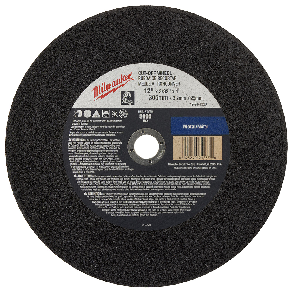 12" x 3/32" x 1" Cut-Off Wheel (Type 1)
