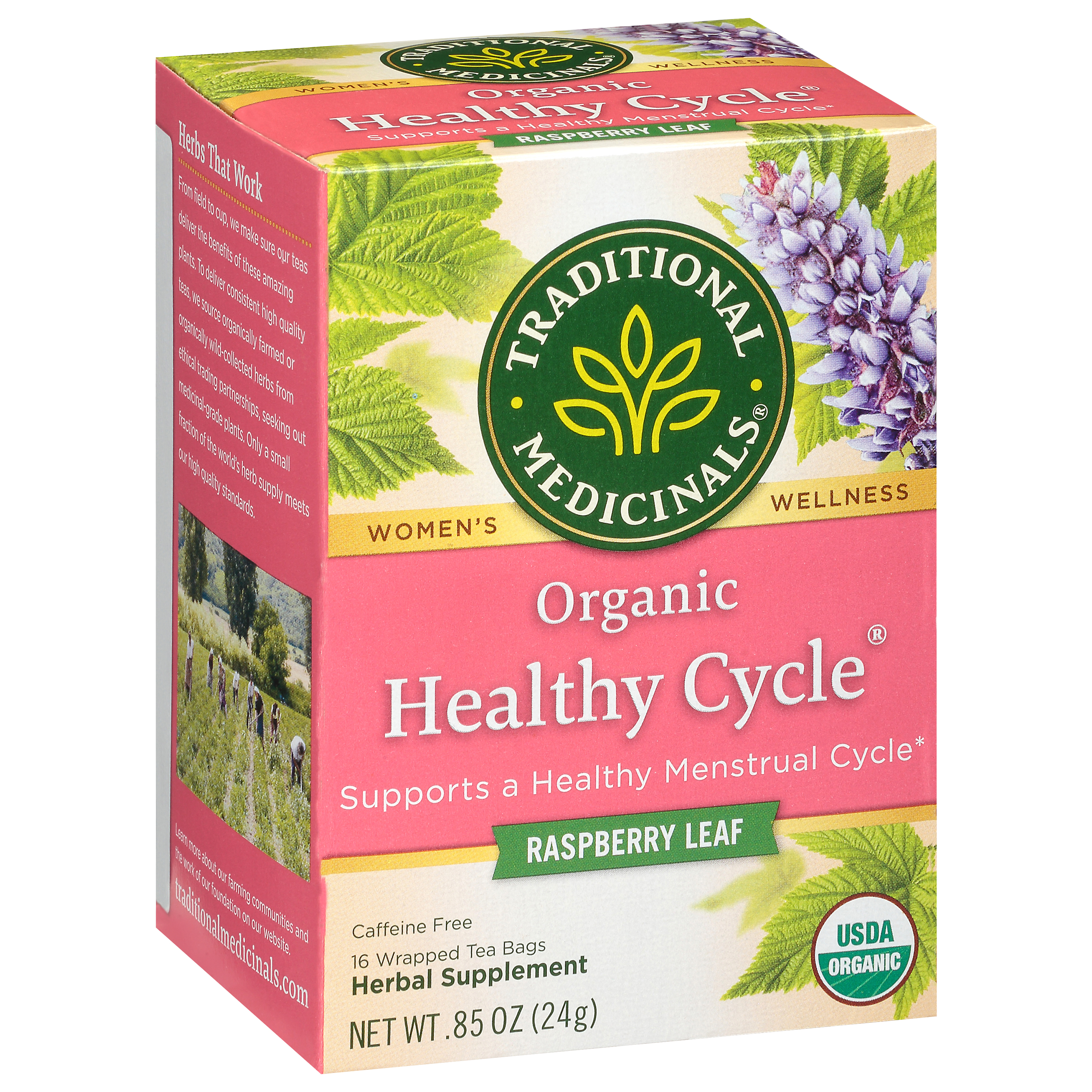 Traditional Medicinals Organic Healthy Cycle Tea Bags Raspberry Leaf Herbal Supplement