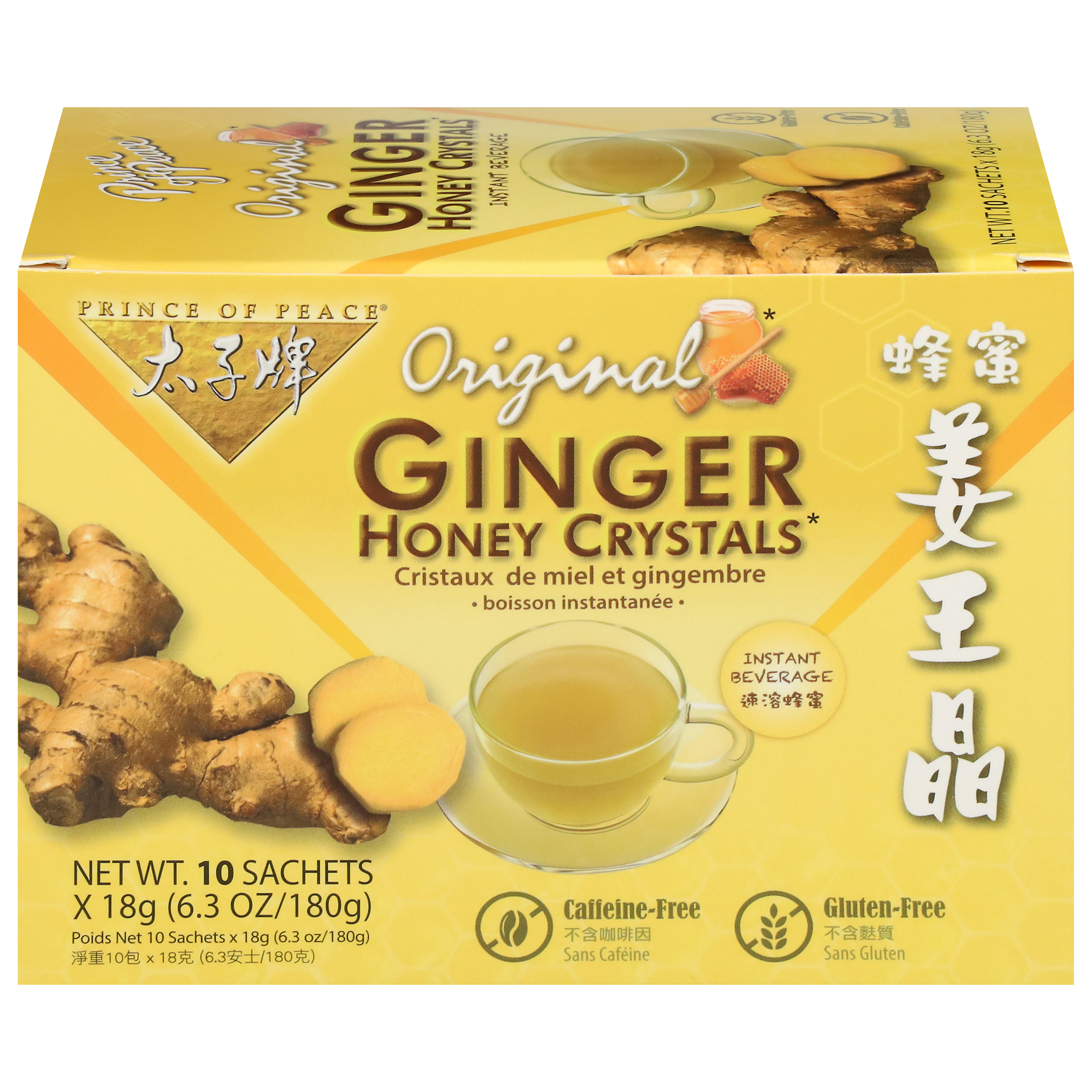 Prince of Peace Original Ginger Honey Crystals Instant Beverage 10 - 18 g Sachets