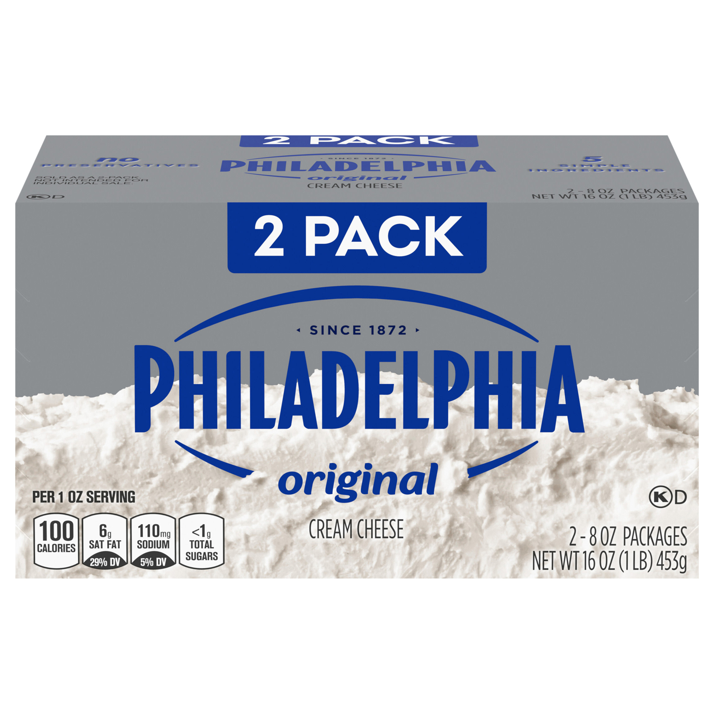Mosers Foods : Philadelphia Original Cream Cheese, 2 ct Pack, 8 oz