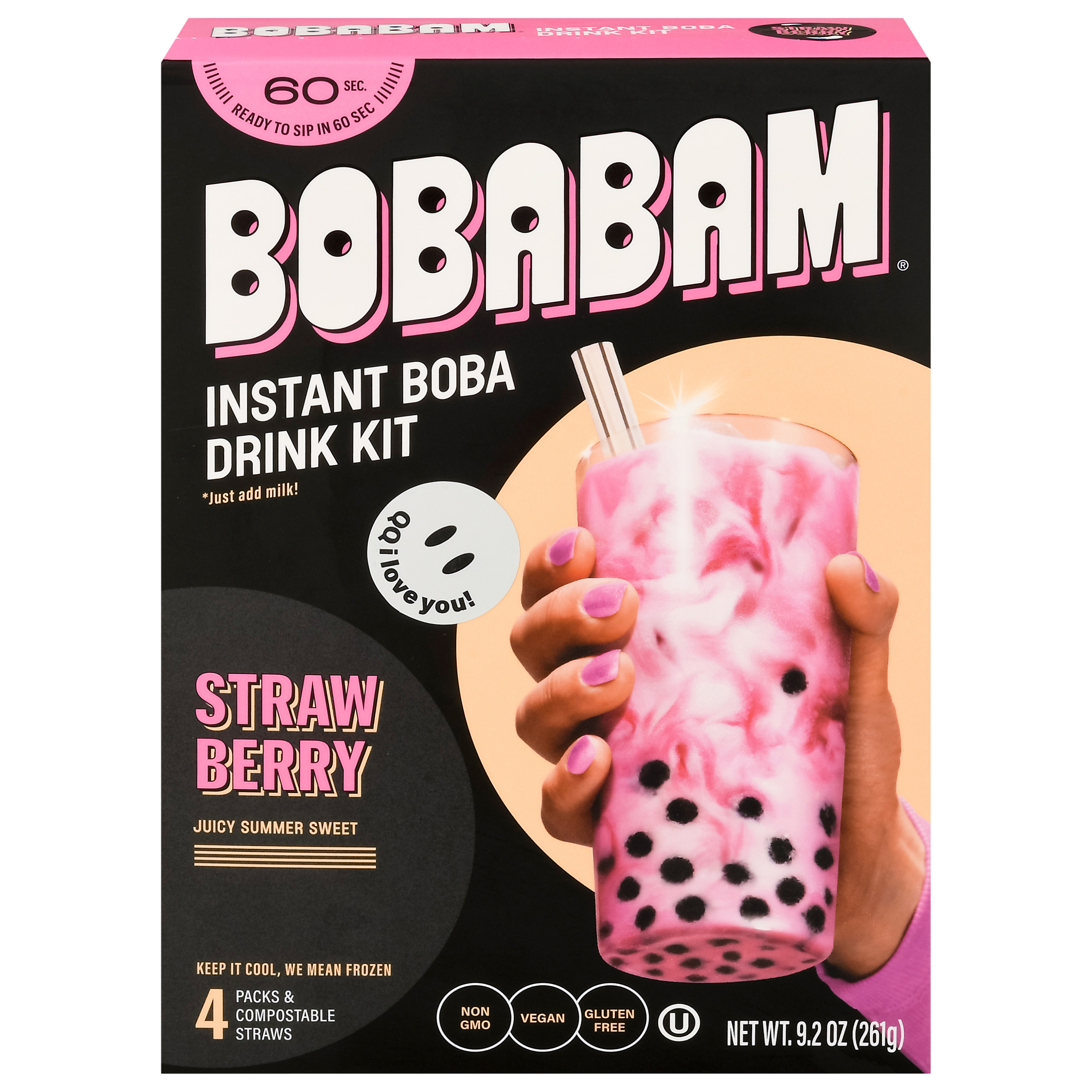 Boba Bam Instant Strawberry Boba Drink Kit