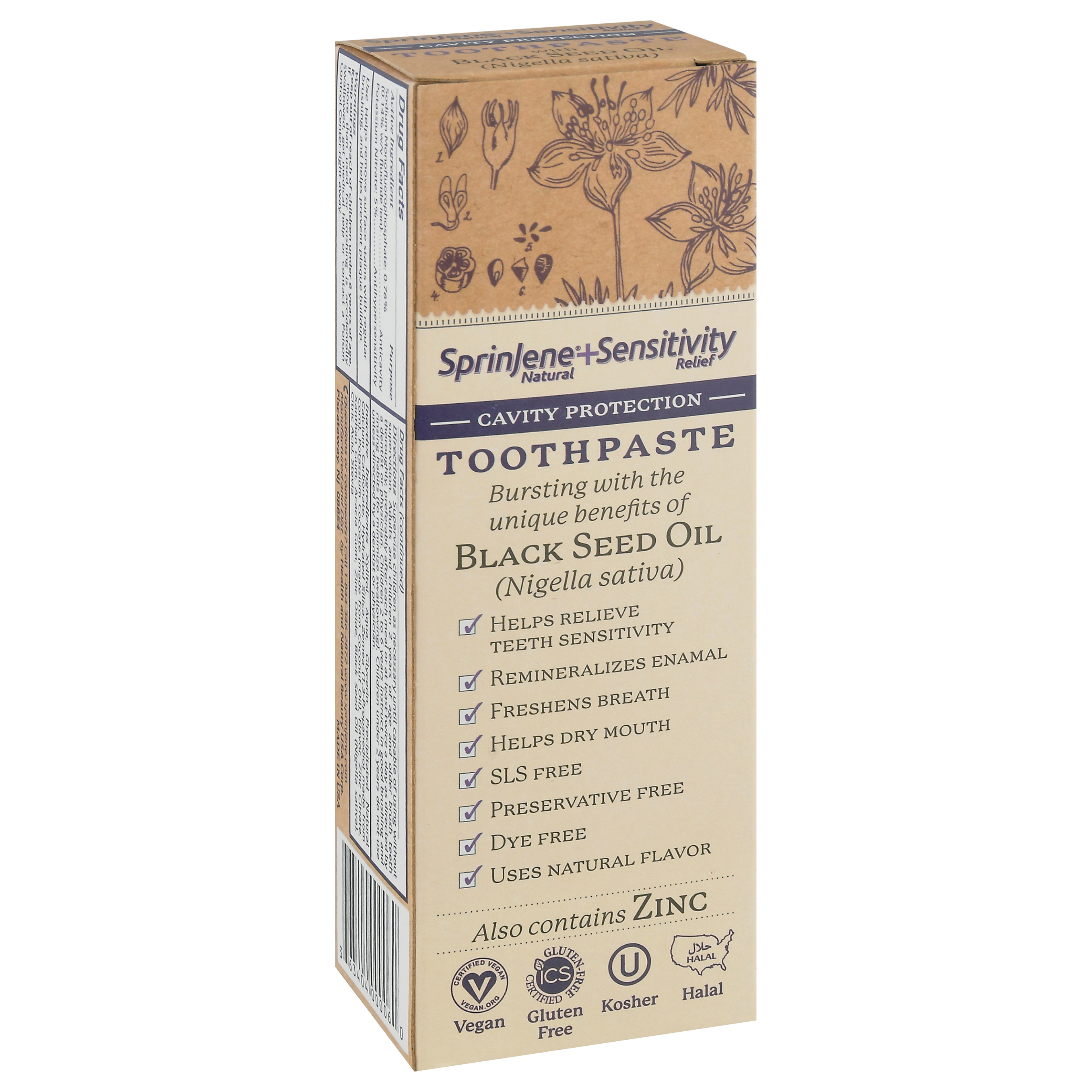 SprinJene Natural +Sensitivity Relief Cavity Protection Toothpaste
