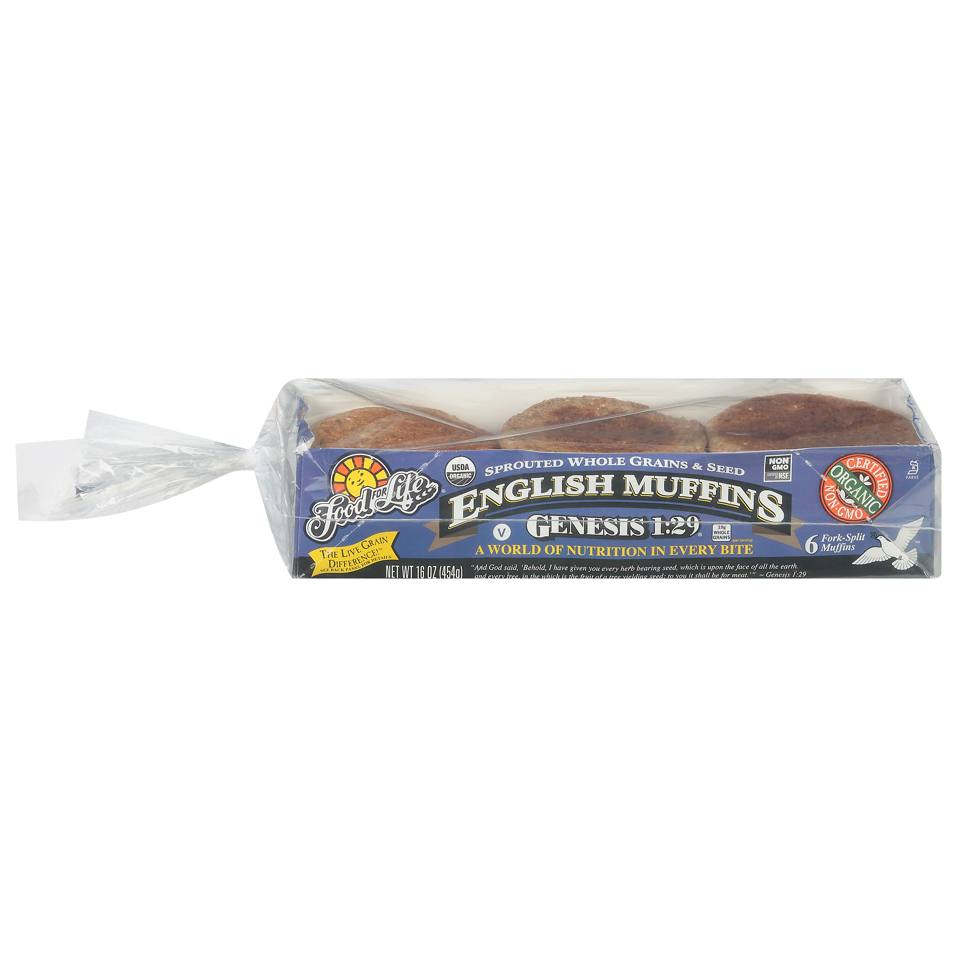 Food For Life Genesis 1:29 Sprouted Whole Grain & Seed English Muffins