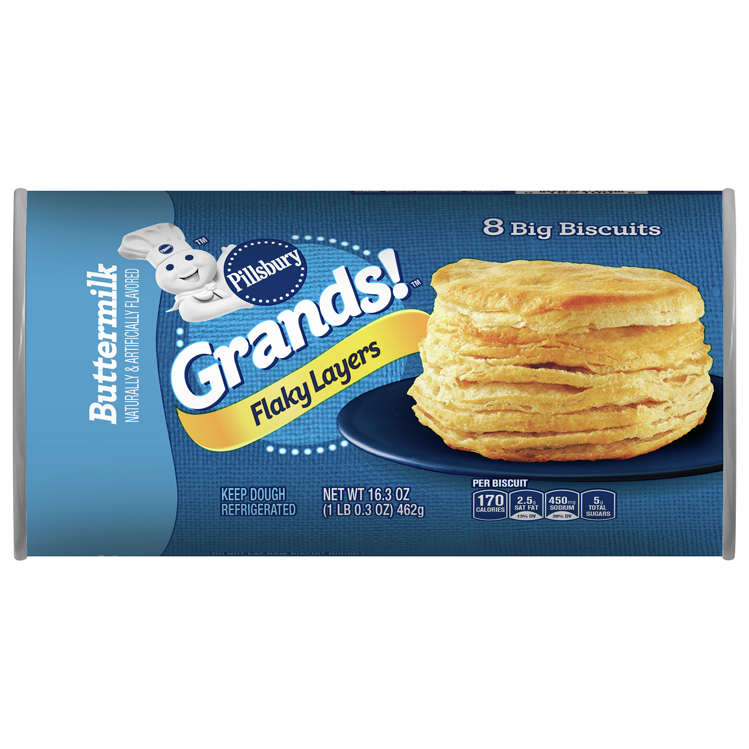 Pillsbury Grands! Flaky Layers Buttermilk Biscuits 8 Count 16.3 oz