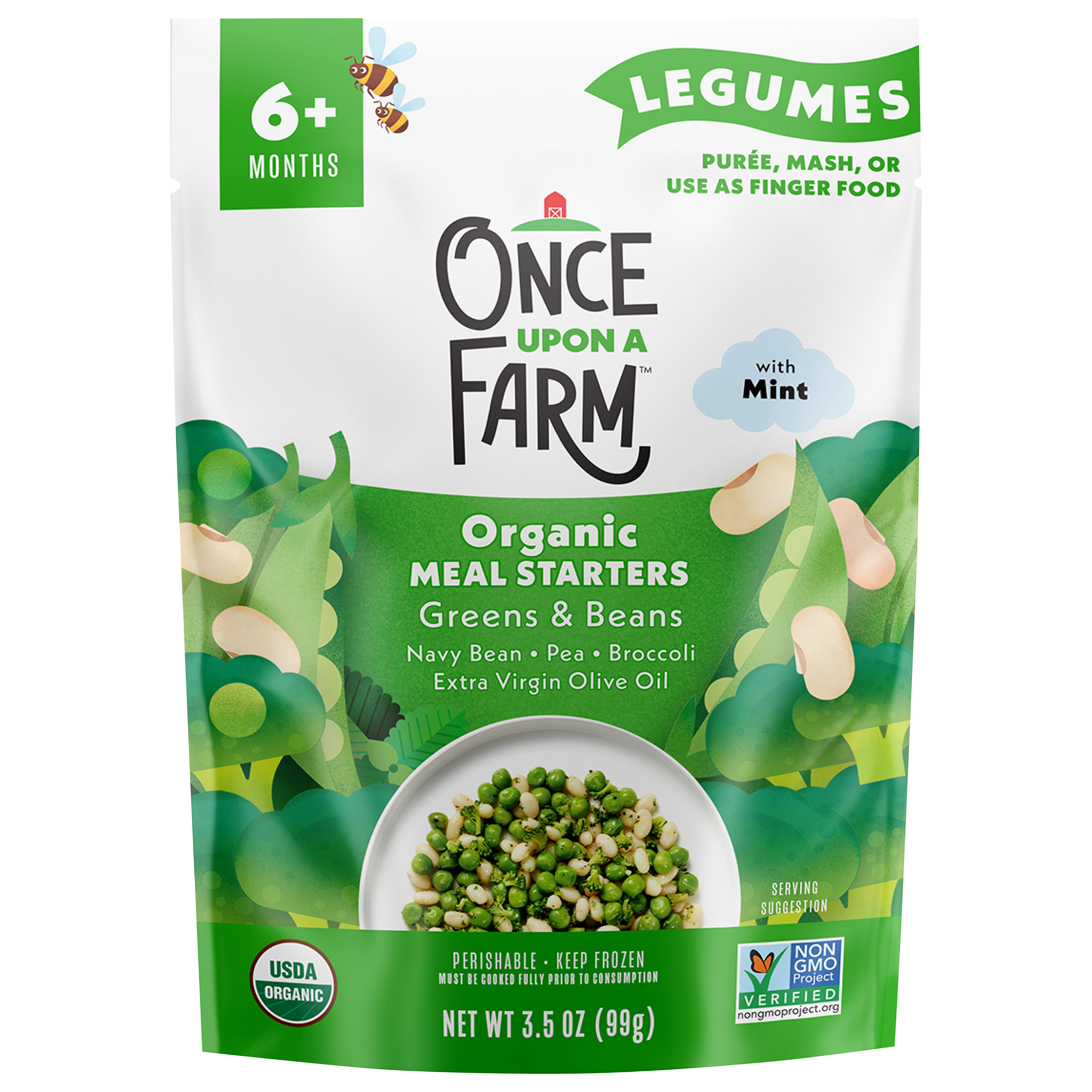 Once Upon a Farm Organic Baby and Toddler Greens & Beans Frozen Meal -