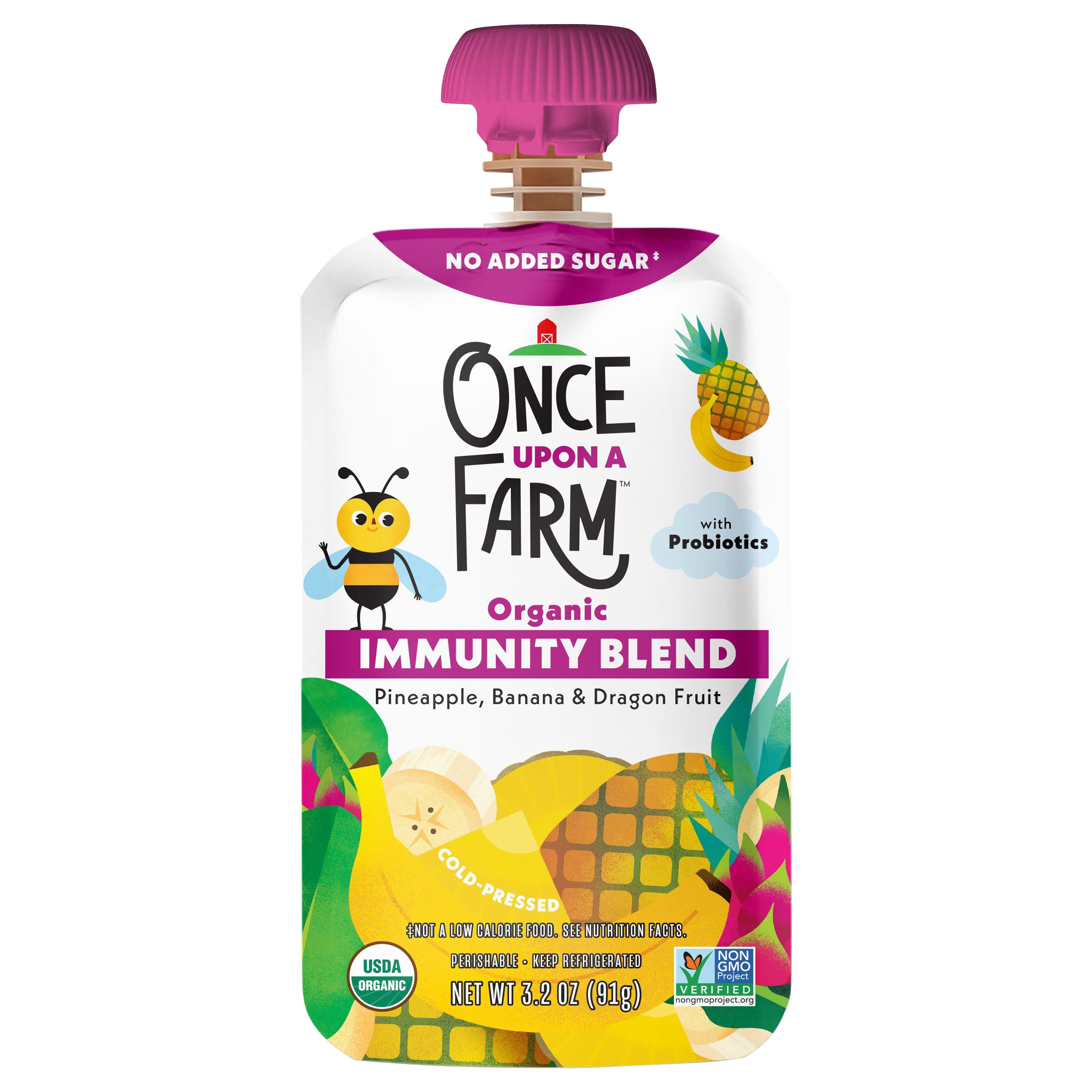 Once Upon a Farm Organic Pineapple, Banana & Dragon Fruit Immunity Blend