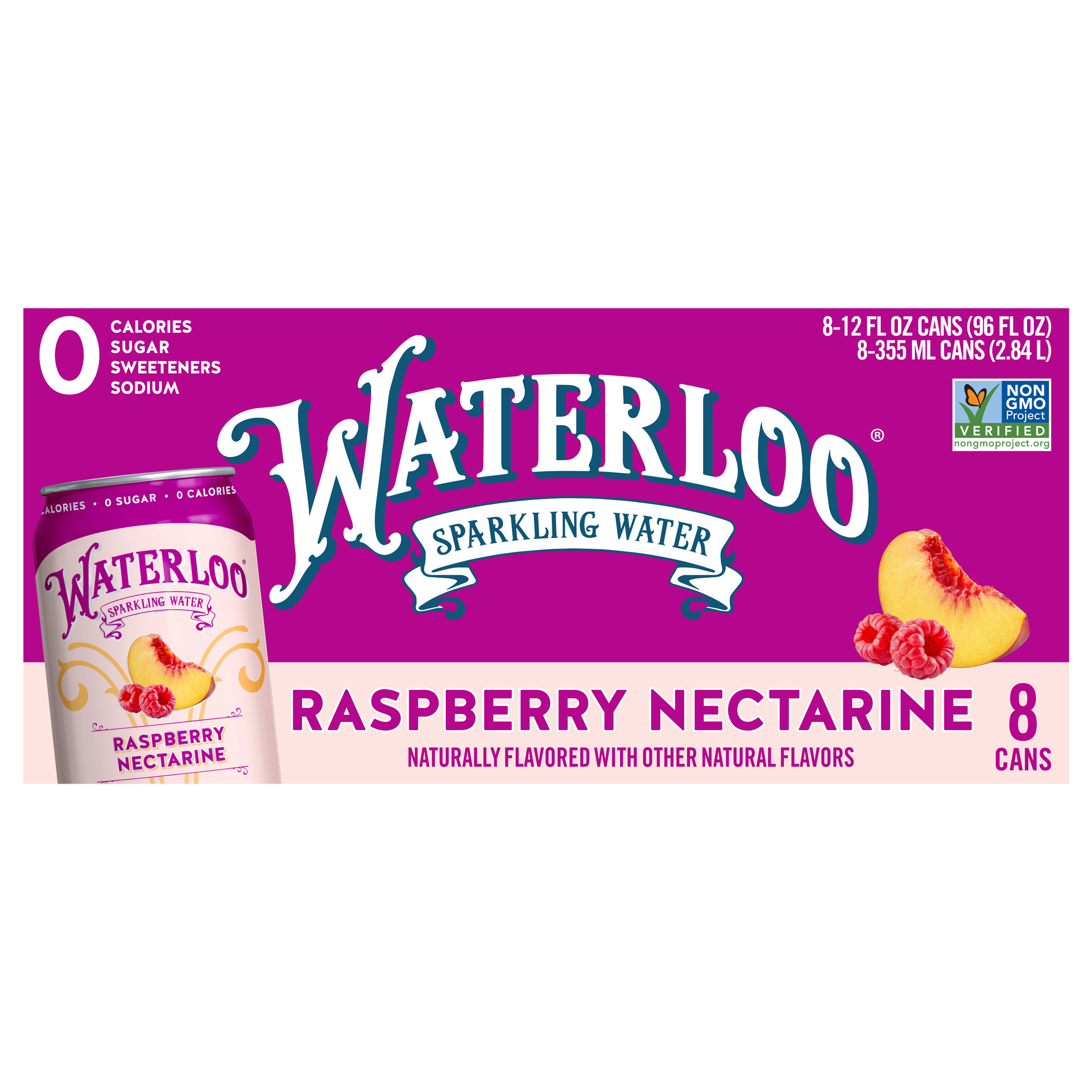 Waterloo Raspberry Nectarine Sparkling Water - 8pk /