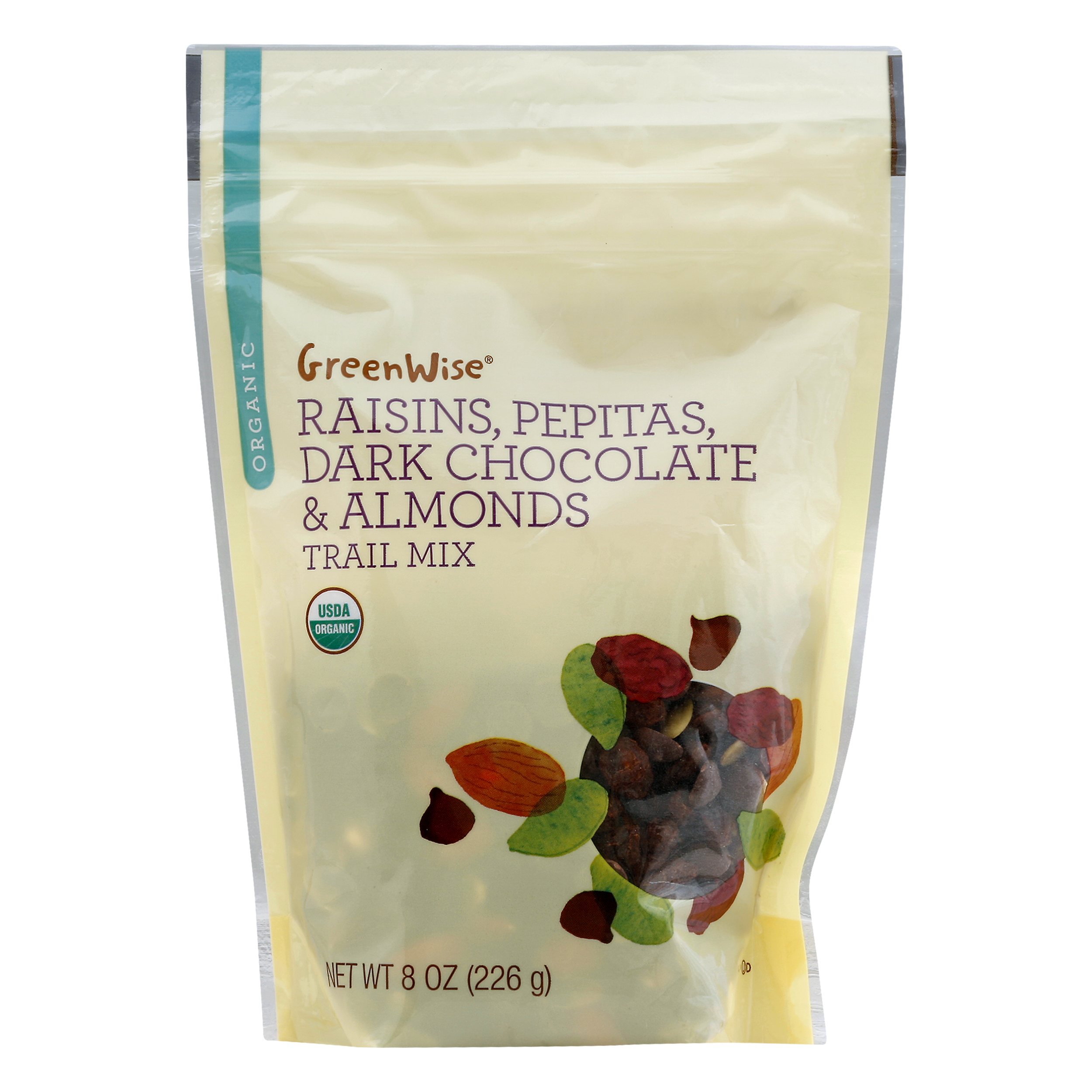 GreenWise Organic Raisins, Pepitas, Dark Chocolate & Almonds Trail Mix