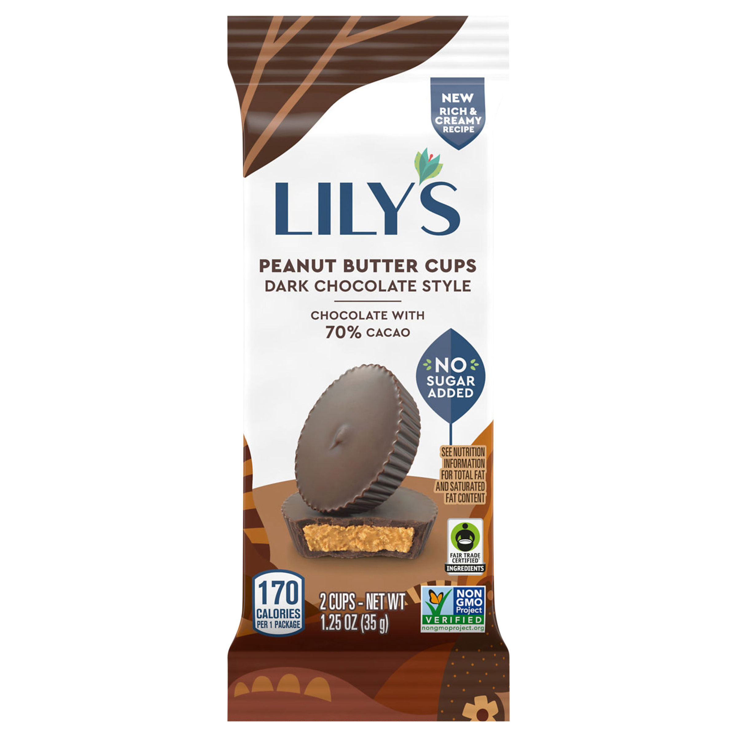 LILY'S Dark Chocolate Style Peanut Butter Cups No Sugar Added, Sweets Pack,
