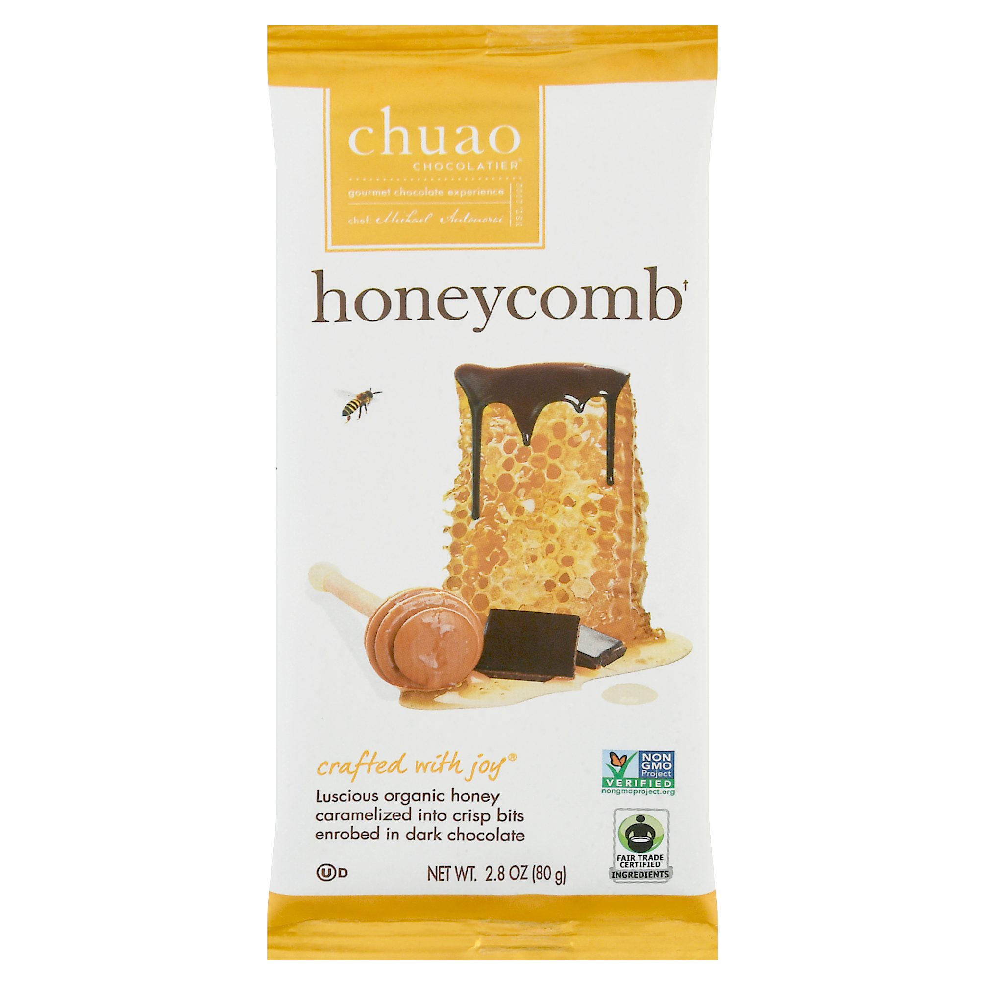 Chuao Chocolatier Honeycomb Dark Chocolate Bar 2.8 oz Wrapper