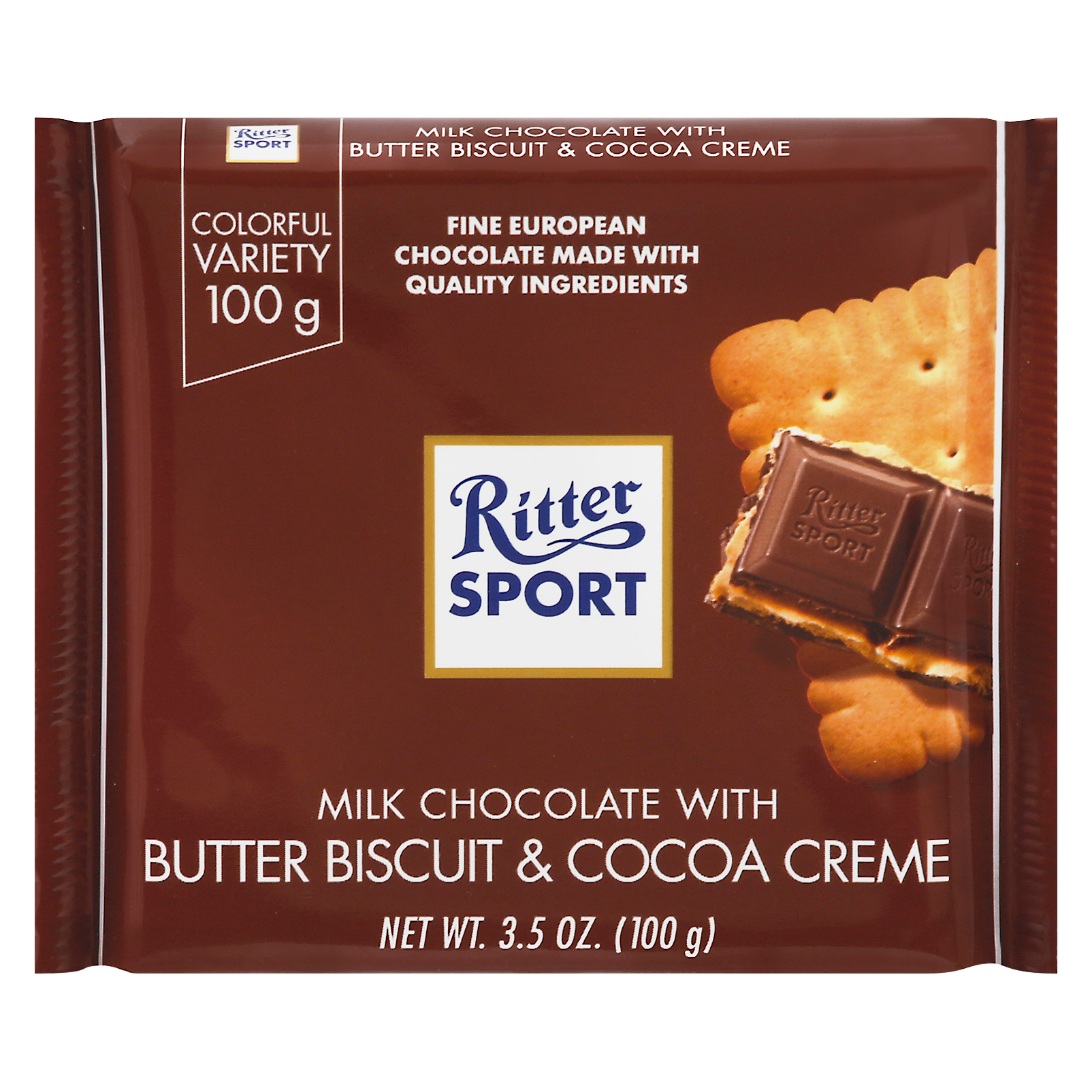 Ritter Sport Milk Chocolate with Butter Biscuit & Cocoa Creme