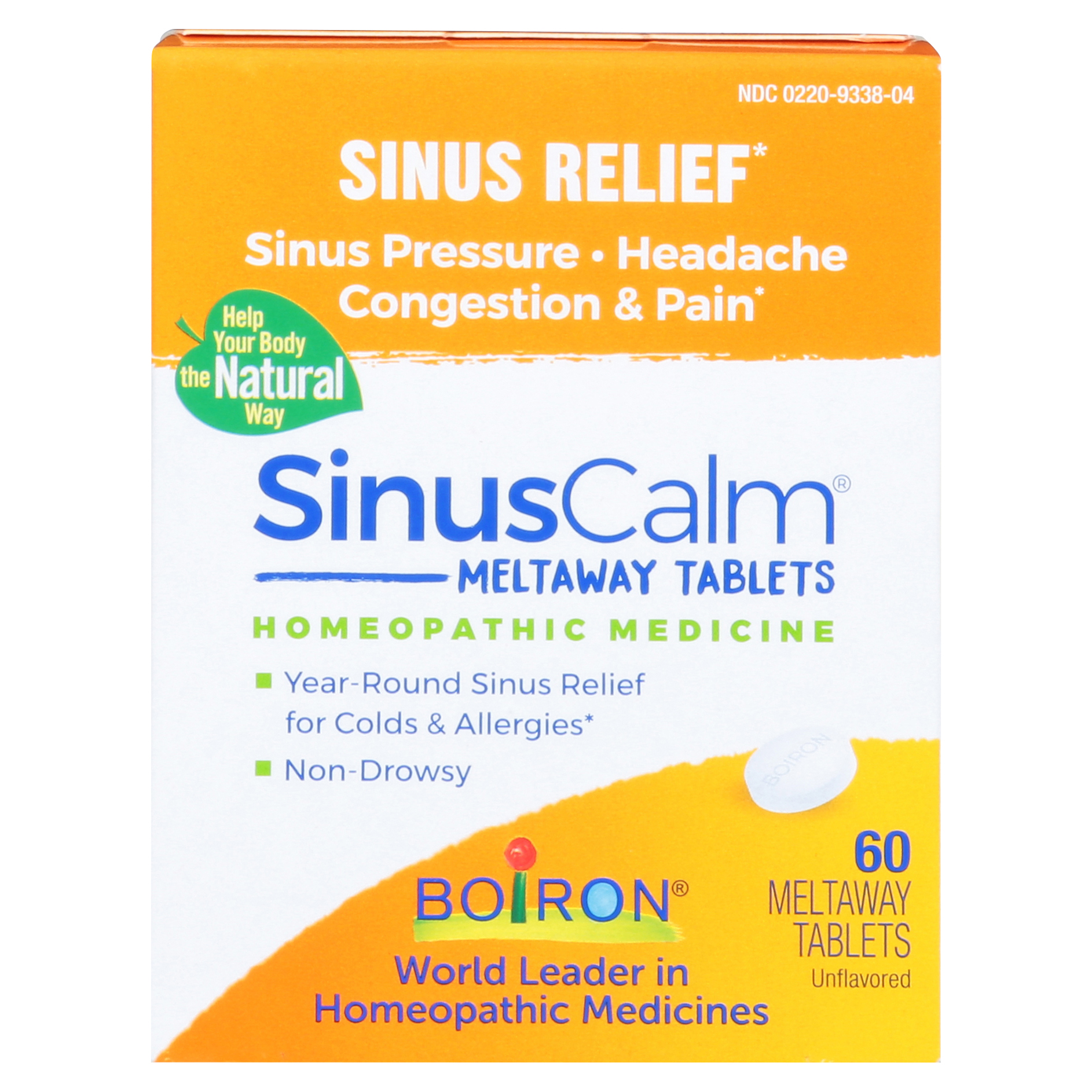 Boiron SinusCalm Unflavored Sinus Relief 60 Meltaway Tablets