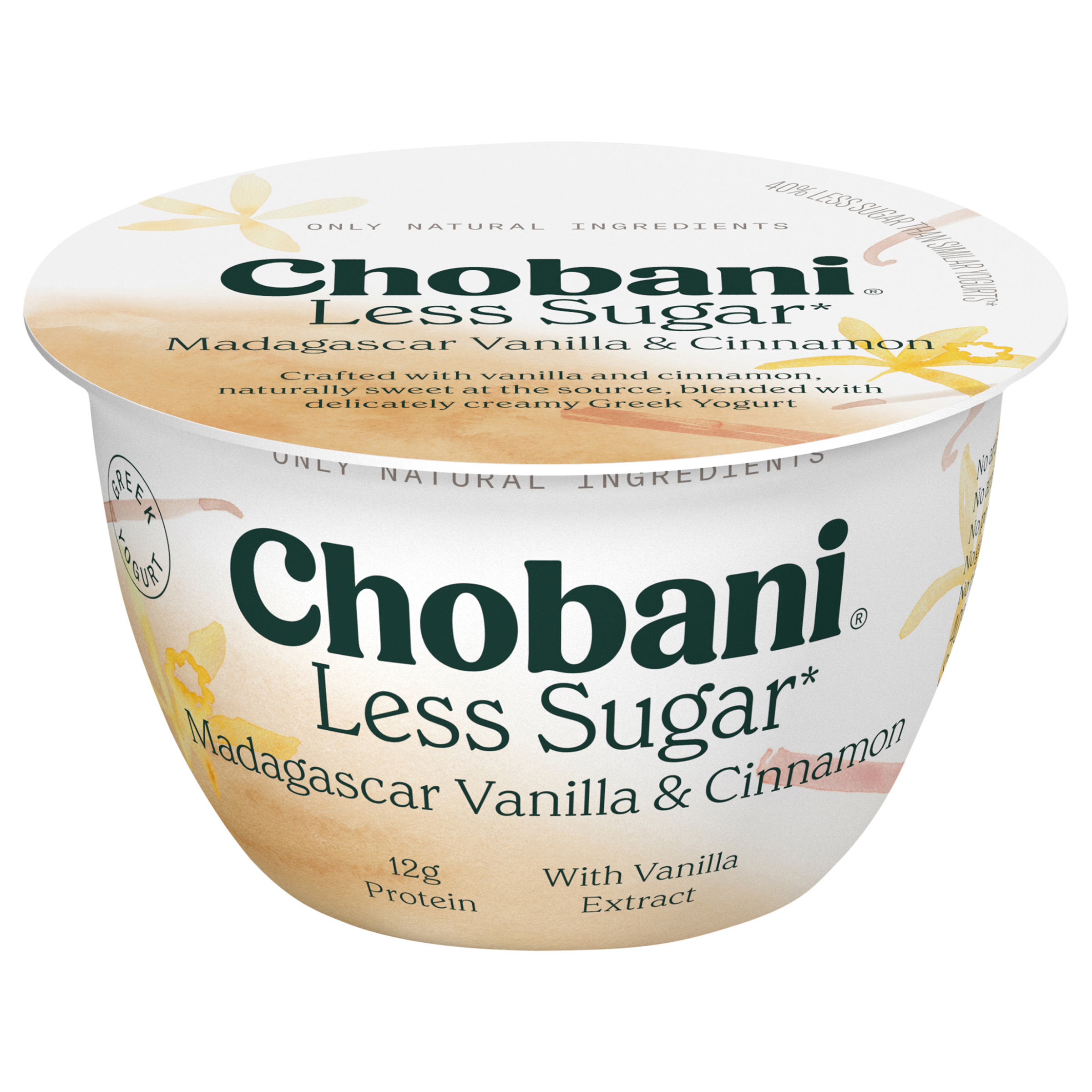 Chobani Less Sugar Reduced Fat Greek Madagascar Vanilla & Cinnamon Yogurt
