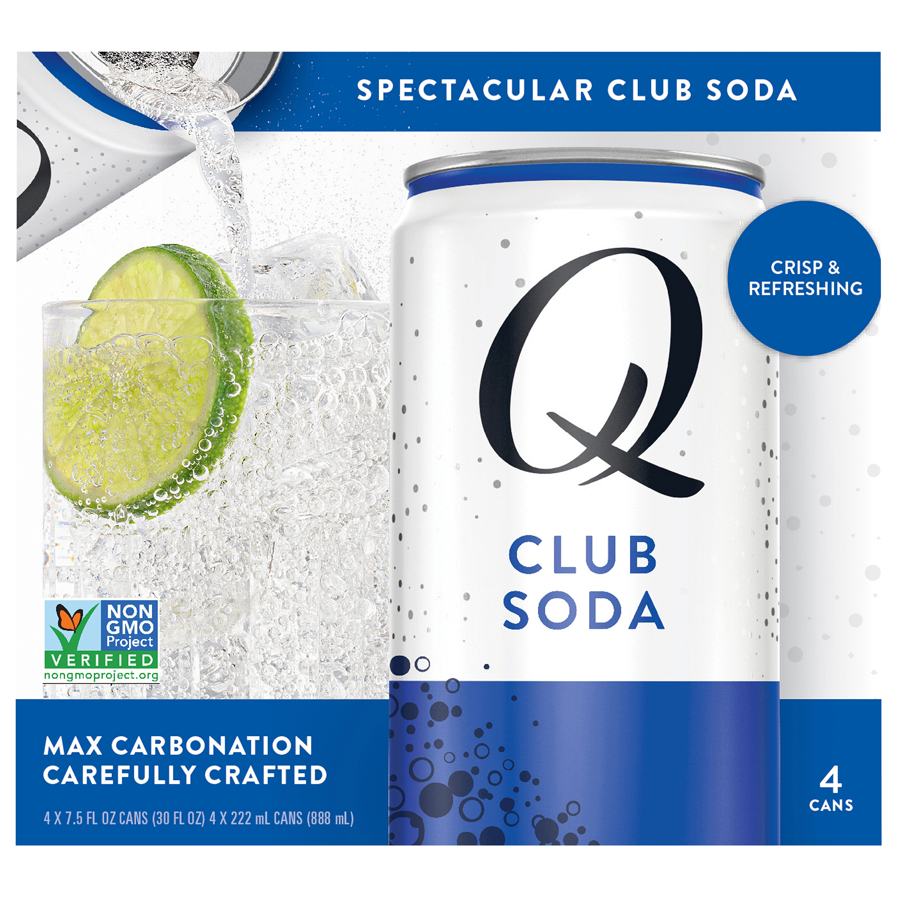 Q Mixers Club Soda, Premium Cocktail Mixer Made with Real Ingredients, 7.5 Fl Oz (Pack of 4)
