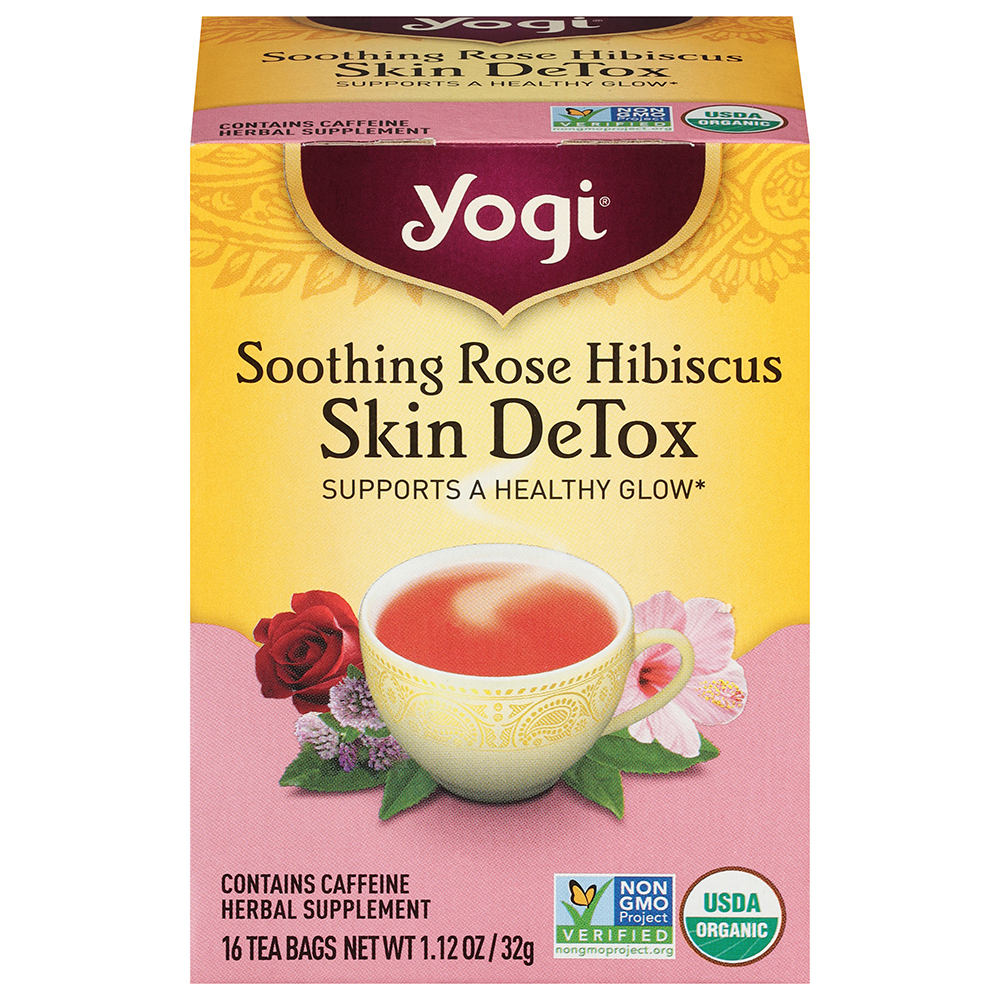 Yogi Skin Detox Soothing Rose Hibiscus Herbal Tea 16 Tea Bags