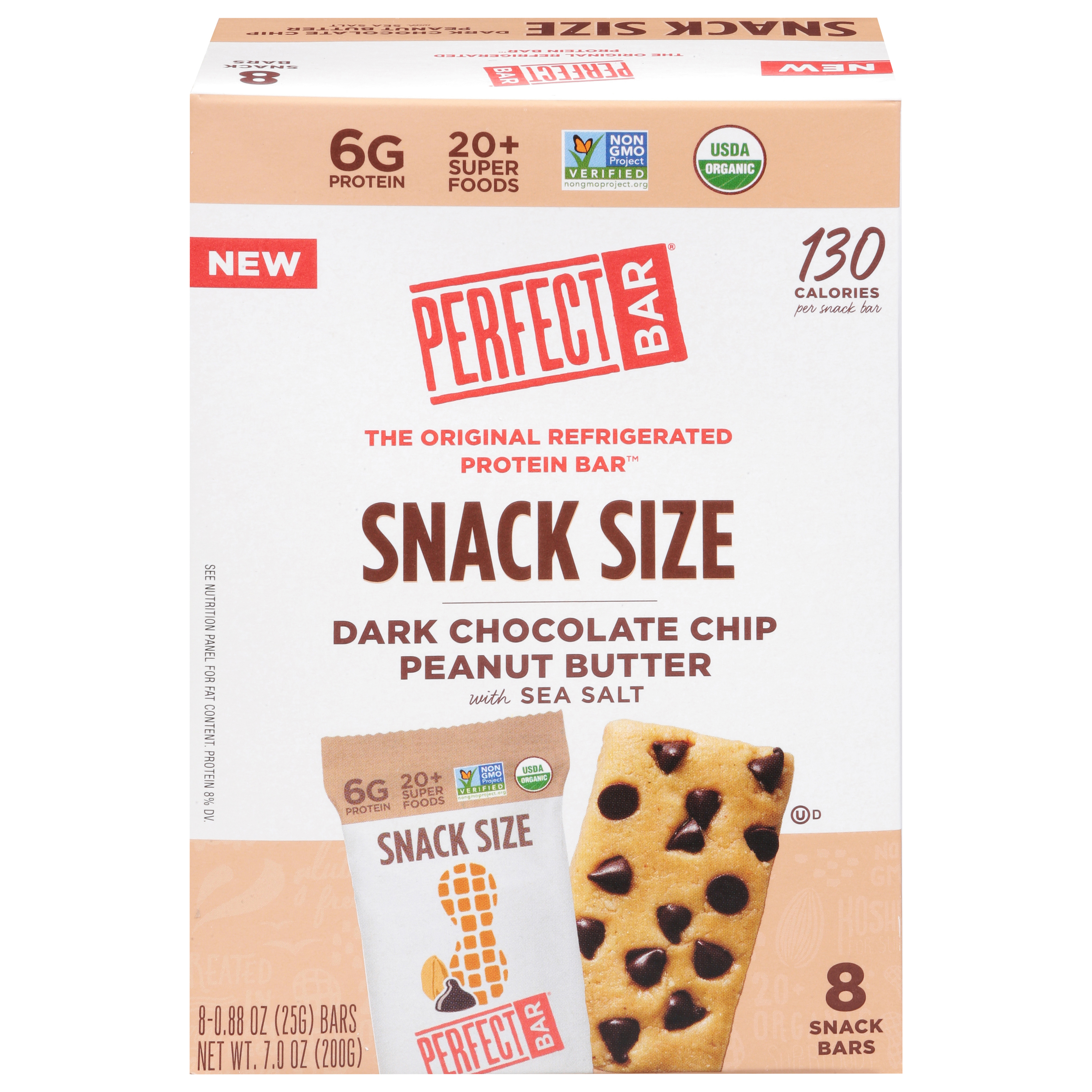 Perfect Bar Dark Chocolate Chip Peanut Butter with Sea Salt Protein Bar Snack Size