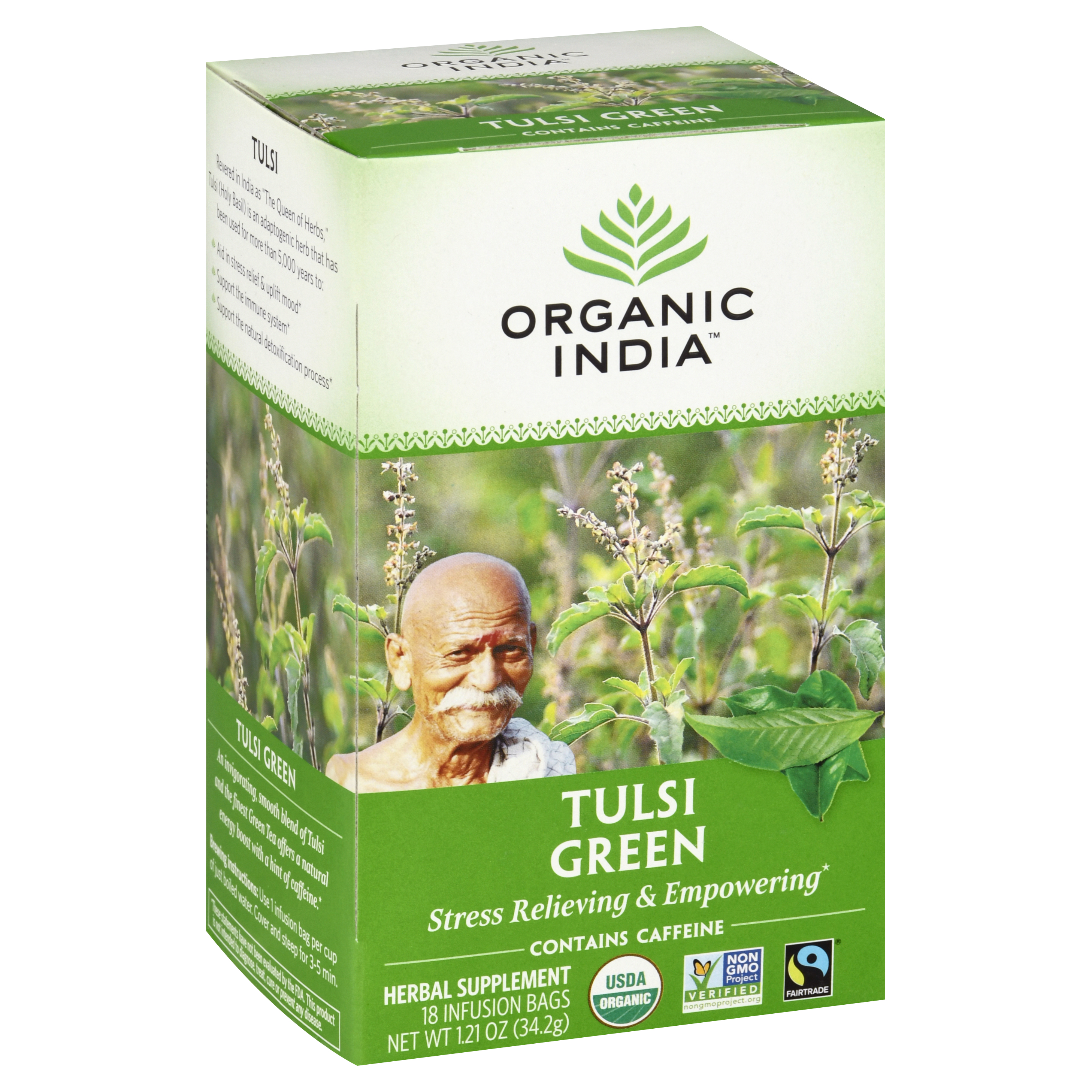 Organic India Infusion Bags Tulsi Green Herbal Supplement