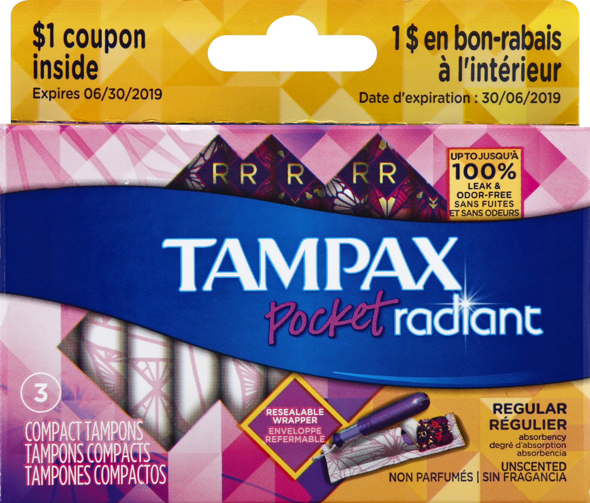 Tampax Pocket Radiant Tampoons Regular 3ct/#71191