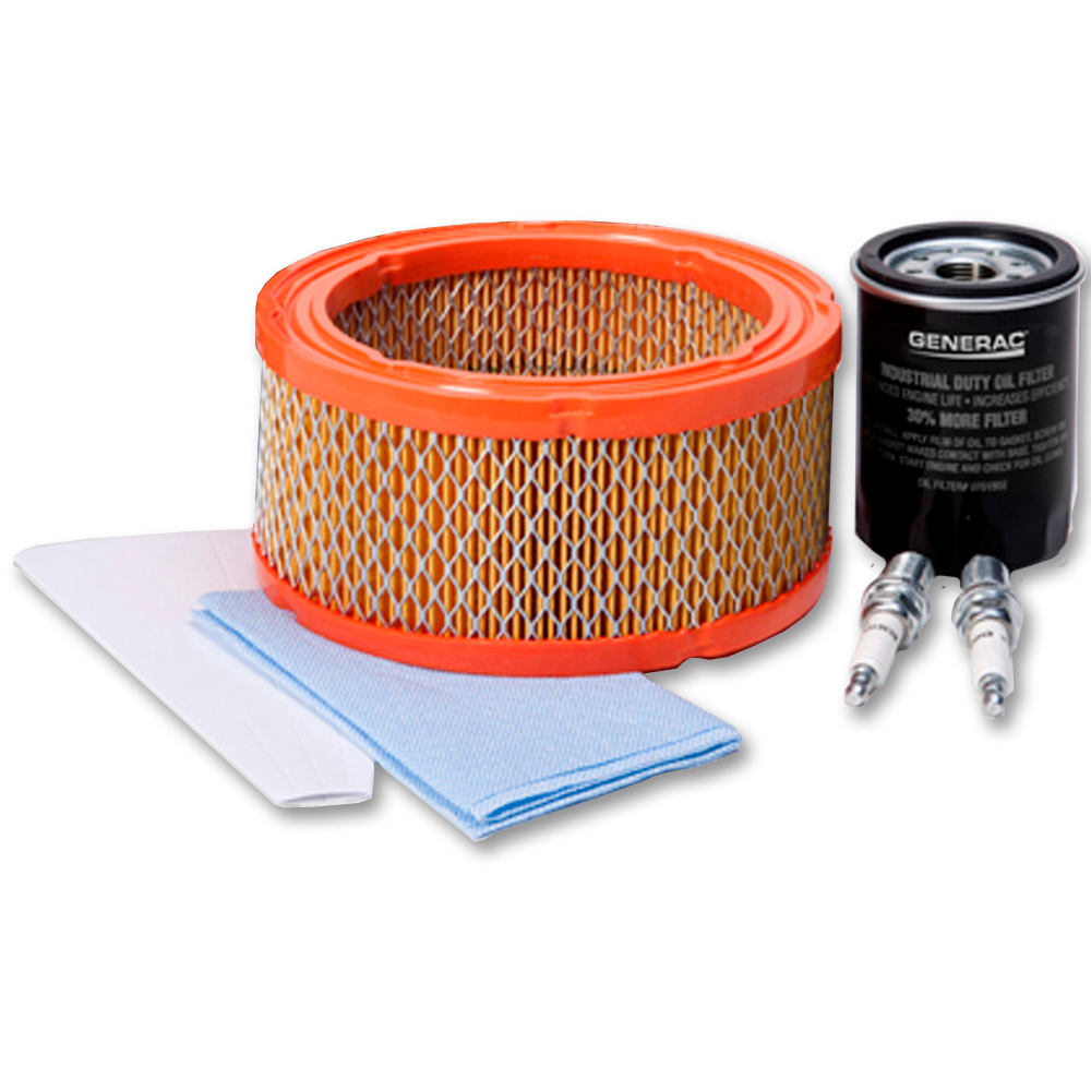 A scheduled maintenance program ensures the generator system is always in top operating condition and warranty requirements are being met. Generac's scheduled maintenance kits provide all the hardware necessary to perform complete routine maintenance on a Generac automatic standby generator. Oil mus