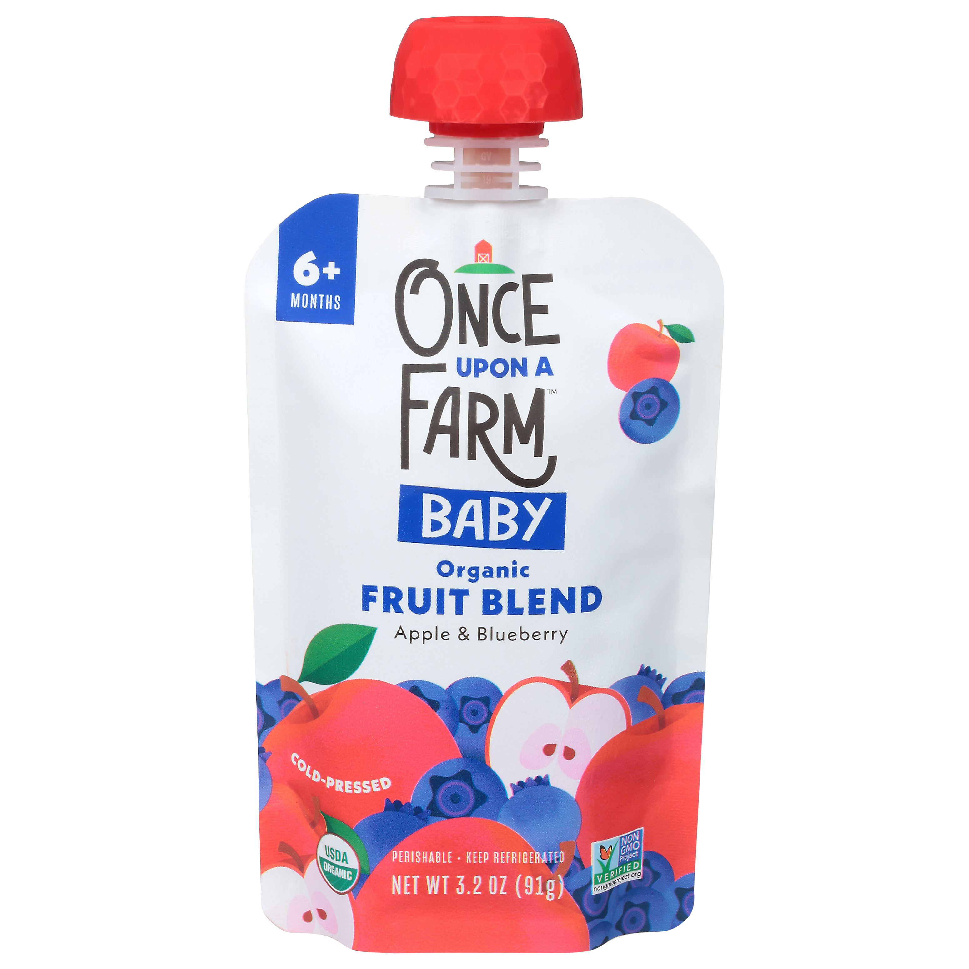 Once Upon a Farm 6+ Month Baby Organic Apple & Blueberry Fruit Blend